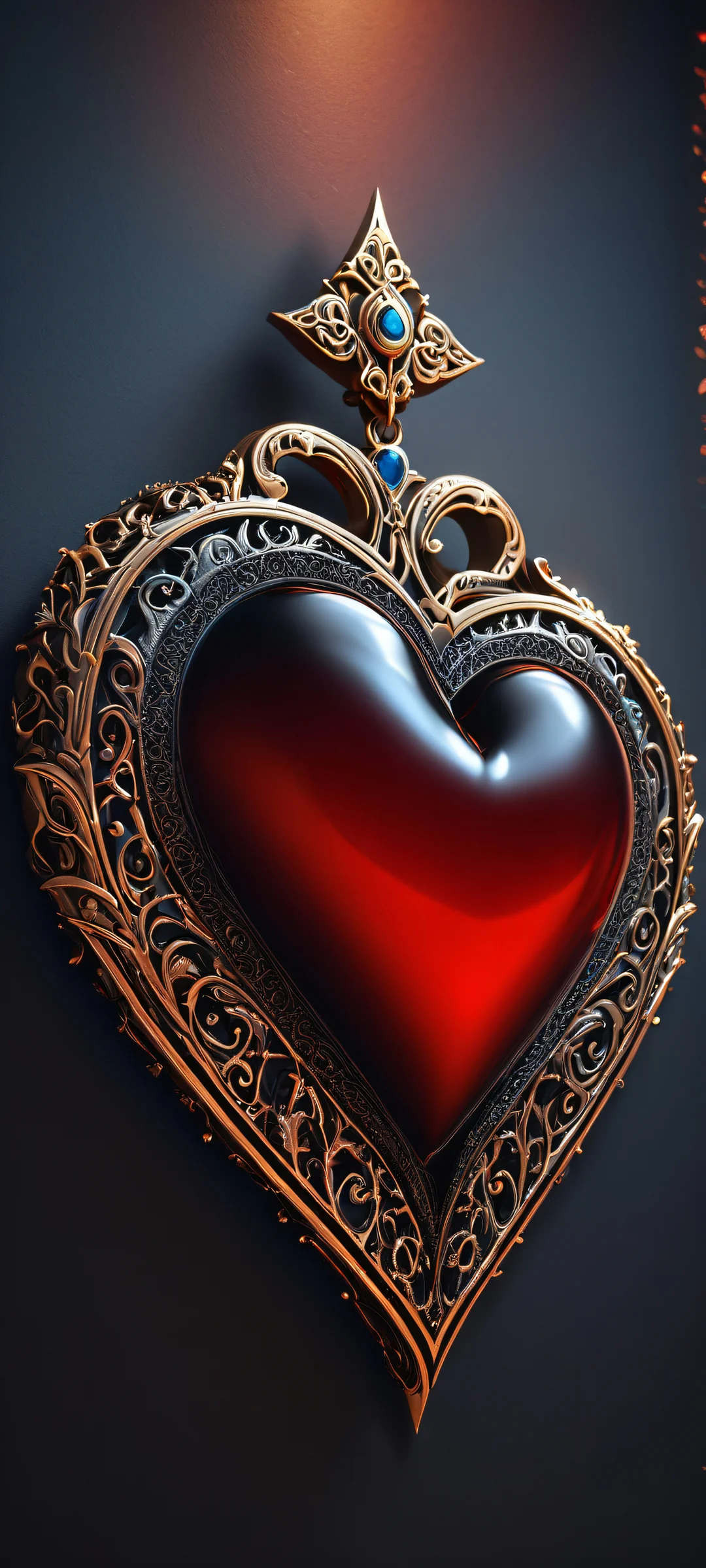 Ethereal Heart 2K Mobile Background A stunning stylized black heart design on a pure void background for iPhone and Android mobile devices.