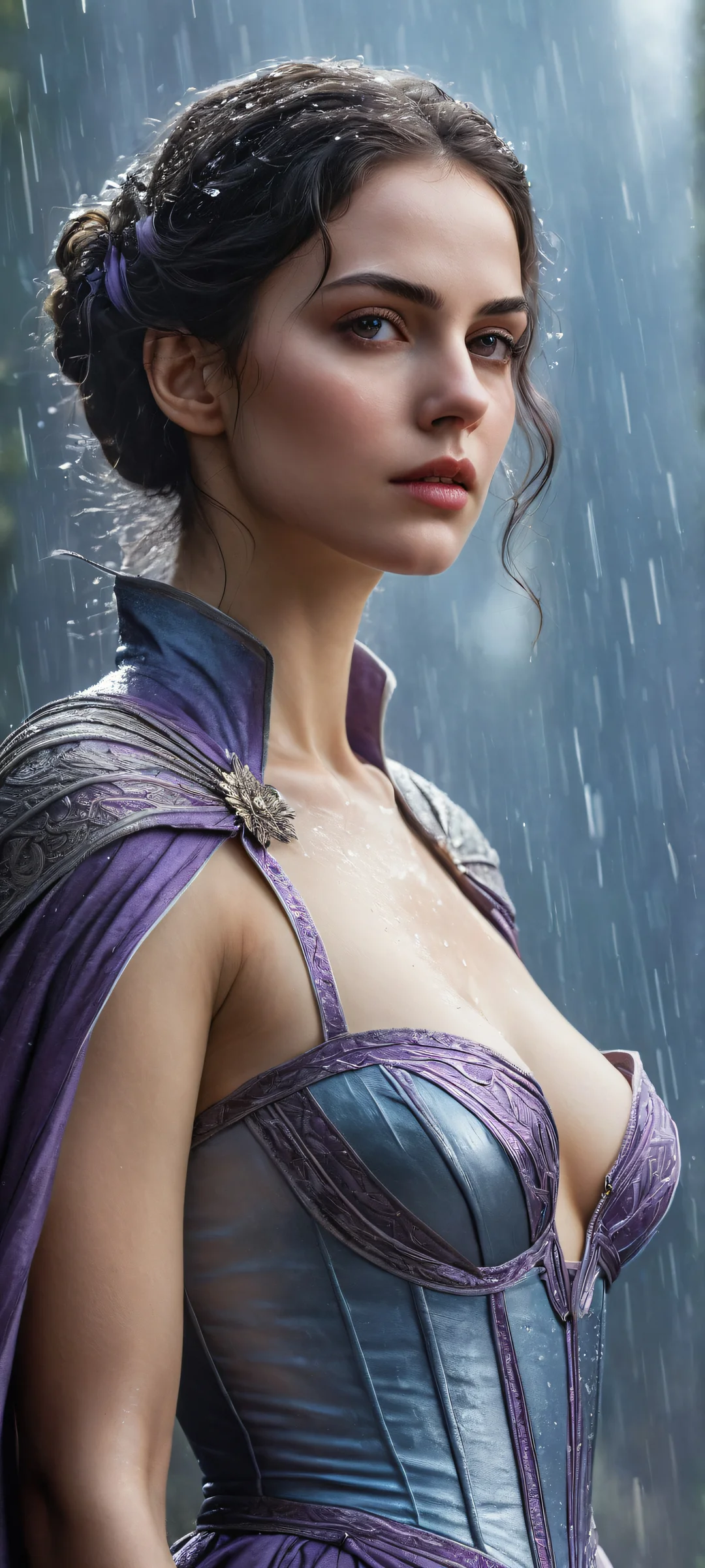 Ethereal Heroine QHD Smartphone Background A stunning portrait of an 1800s masked heroine on iPhone/Android, showcasing intricate details and ethereal lighting.