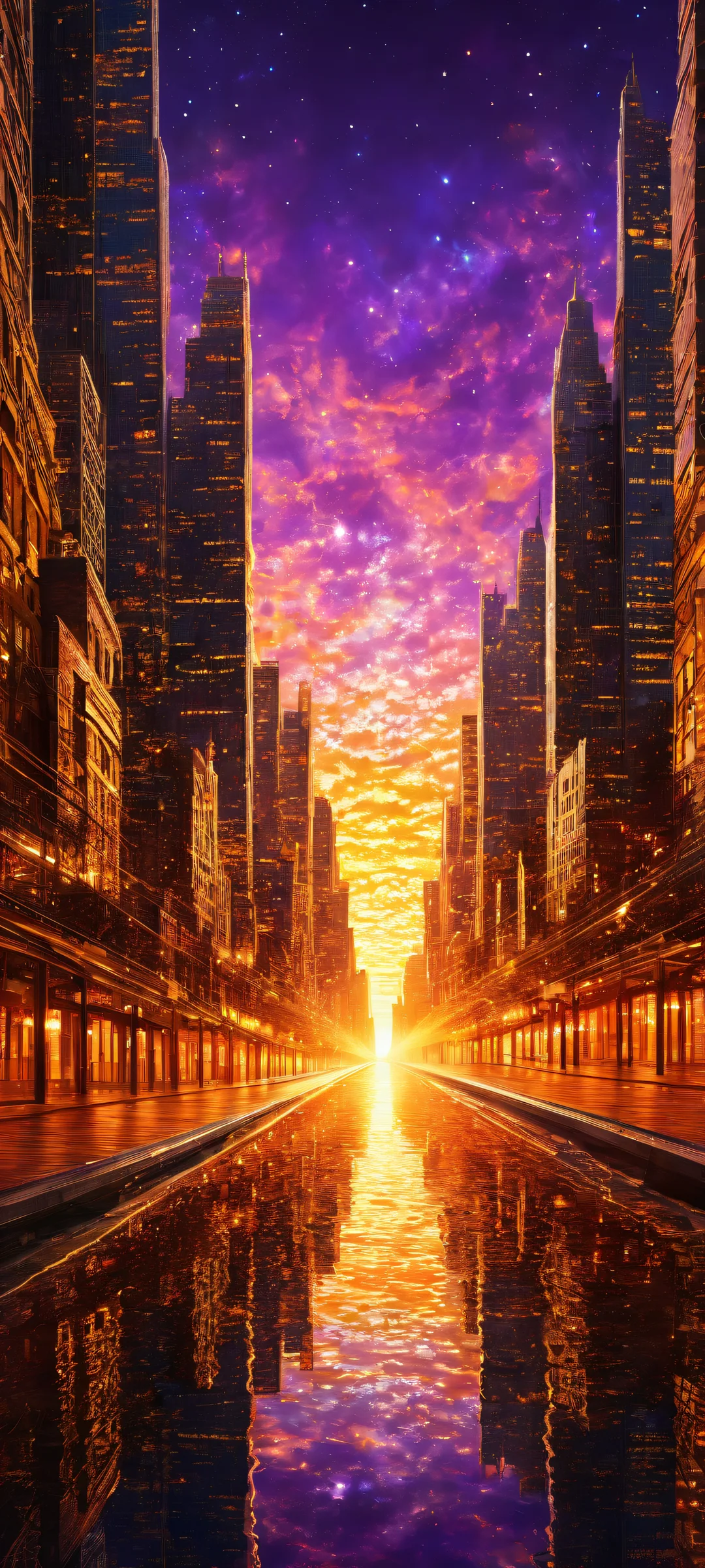 iPhone and Android users, immerse yourself in the breathtaking 'Ethereal Horizon' artwork featuring sparkling fractals, DVD covers, and a stunning wall graffiti drawing at the bottom. Perfectly optimized for your home screen!