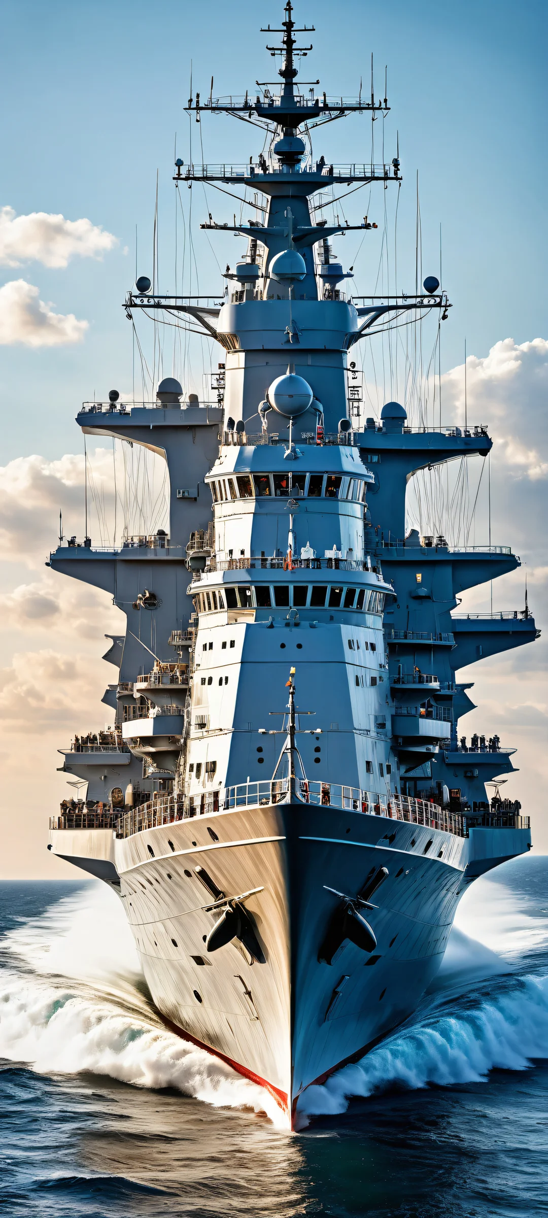 iPhone and Android mobile wallpaper featuring the stunning ARA Rivadavia Battle Cruiser with intricate details and ethereal lighting.