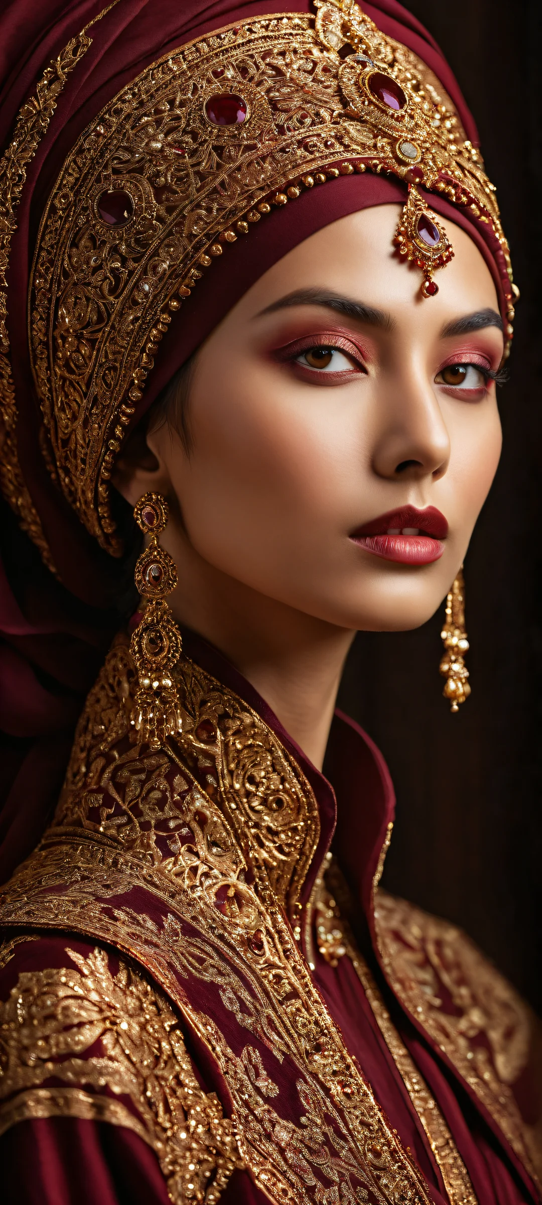 iPhone/Android wallpaper featuring a mysterious broken-image icon with intricate details and depth of field against a dark maroon background.