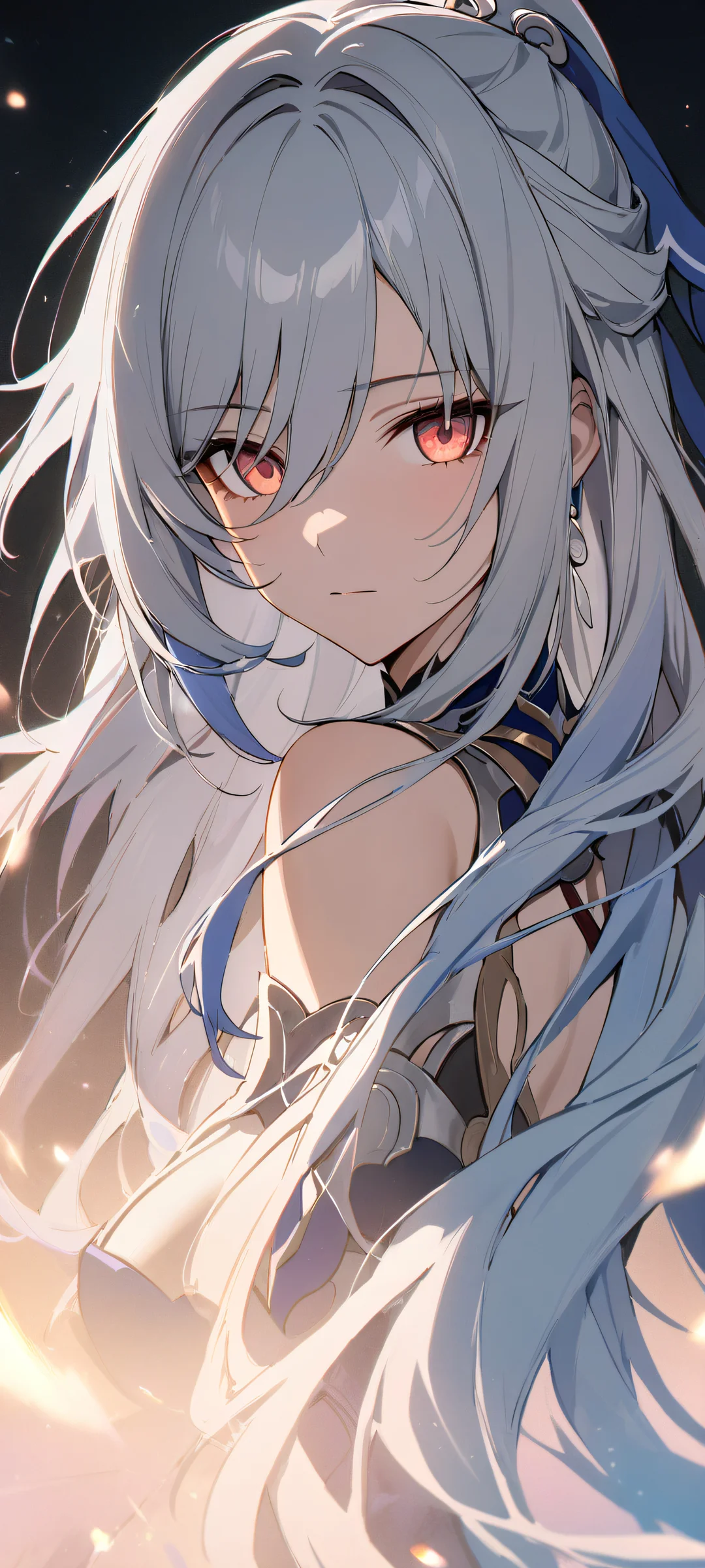 A young girl from Honkai: Star Rail gazes directly at you on your iPhone or Android device, with a perfectly clean and smooth top half for UI.