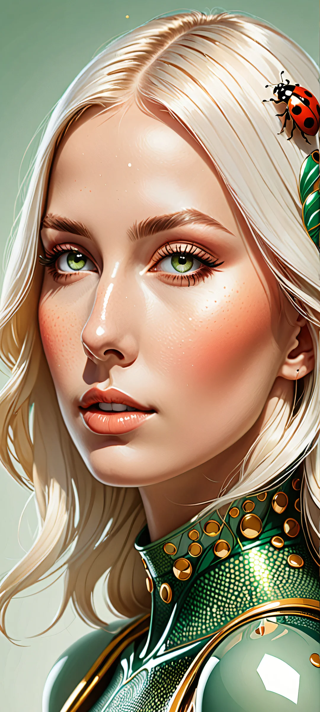 Delicate digital ladybug on a minimalist background with subtle gradient effect. Perfect for iPhone and Android home screens.