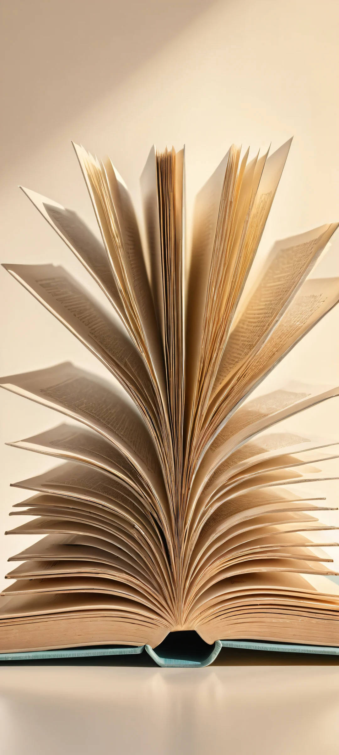 A stunning digital artwork of books on a beige desk with an empty void top half, perfectly optimized for iPhone and Android home screens.