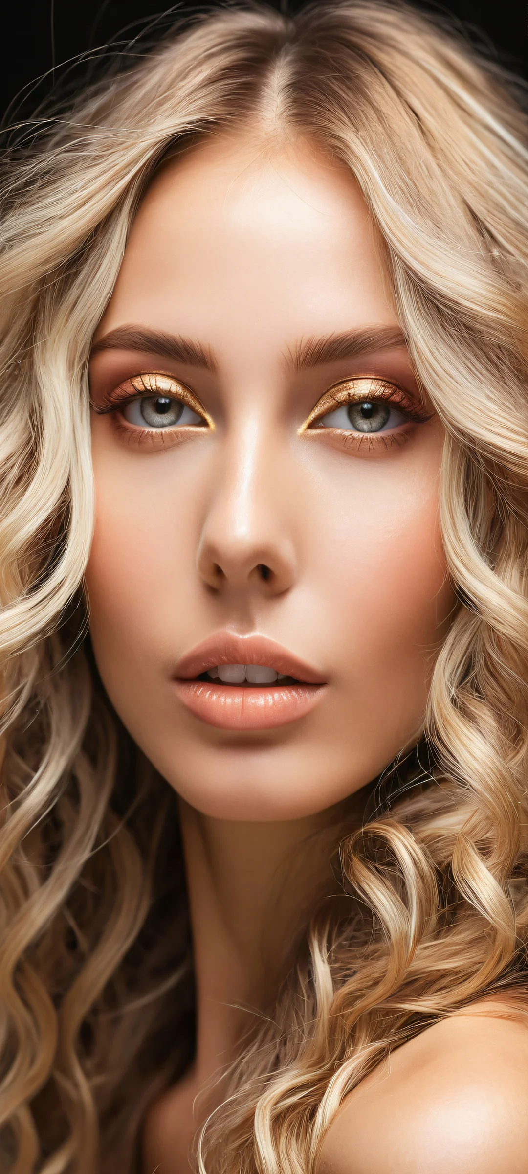 Ethereal Locks Aesthetic Phone WallpaperiPhone/Androidのホーム画面に完全に最適化 A stunning girl with incredible long hair and curly locks, perfectly optimized for iPhone/Android home screens.