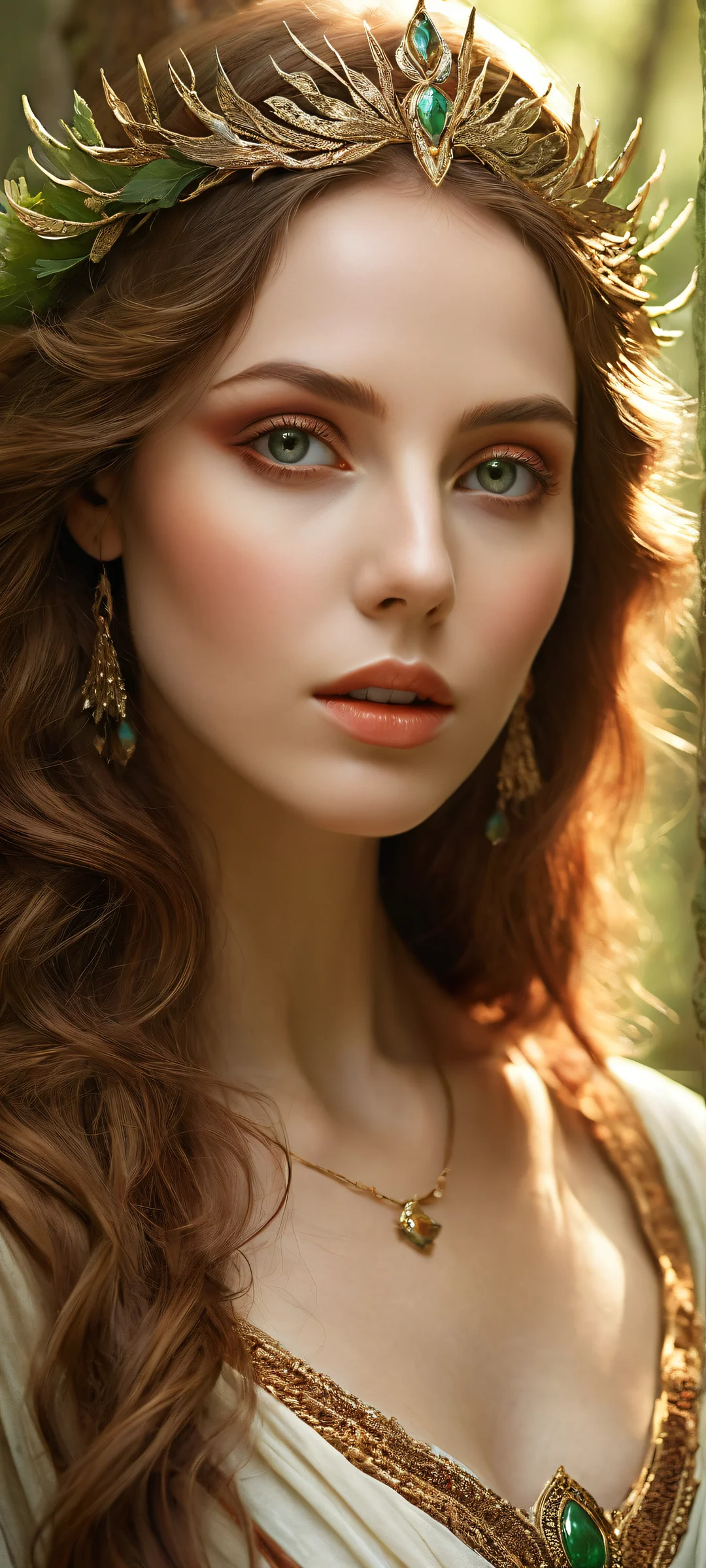 A mystical maiden with iPhone/Android wallpaper quality and award-winning digital art, perfect for your phone's home screen.