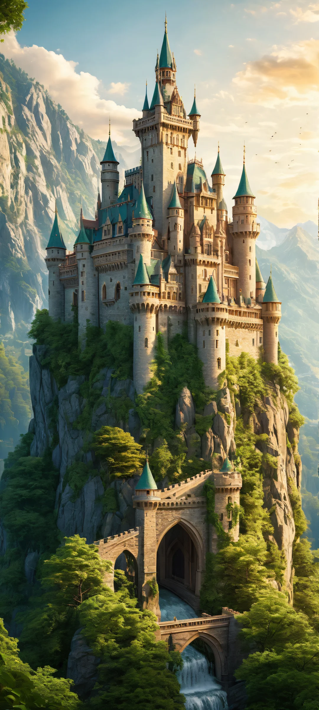 Majestic castle with intricate details on iPhone/Android home screens. Perfectly optimized for landscape view.