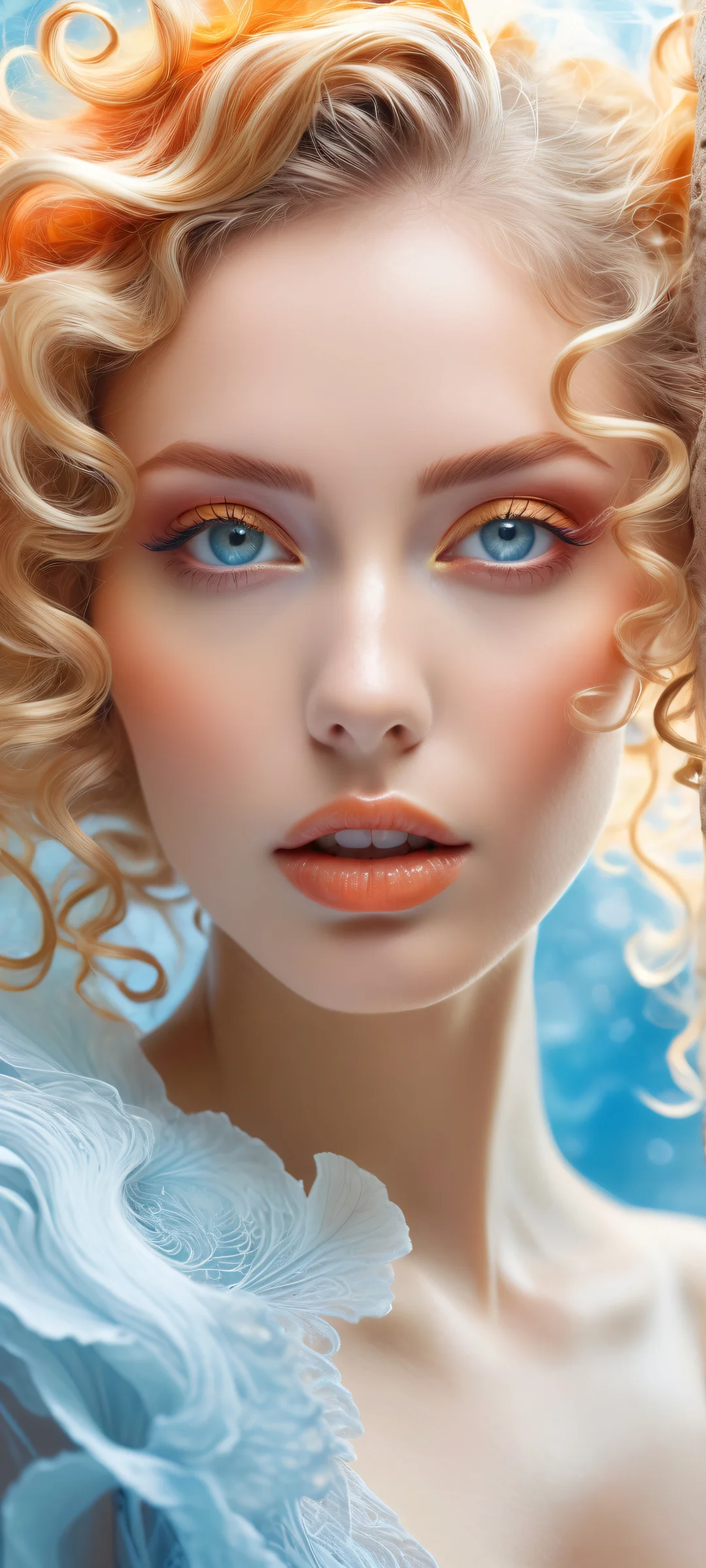 Ethereal Majesty iPhone & Papel de parede Samsung QHDPerfeitamente otimizado para telas iniciais Majestic female figure with flowing curls on iPhone and Android devices. Perfectly optimized for home screens.