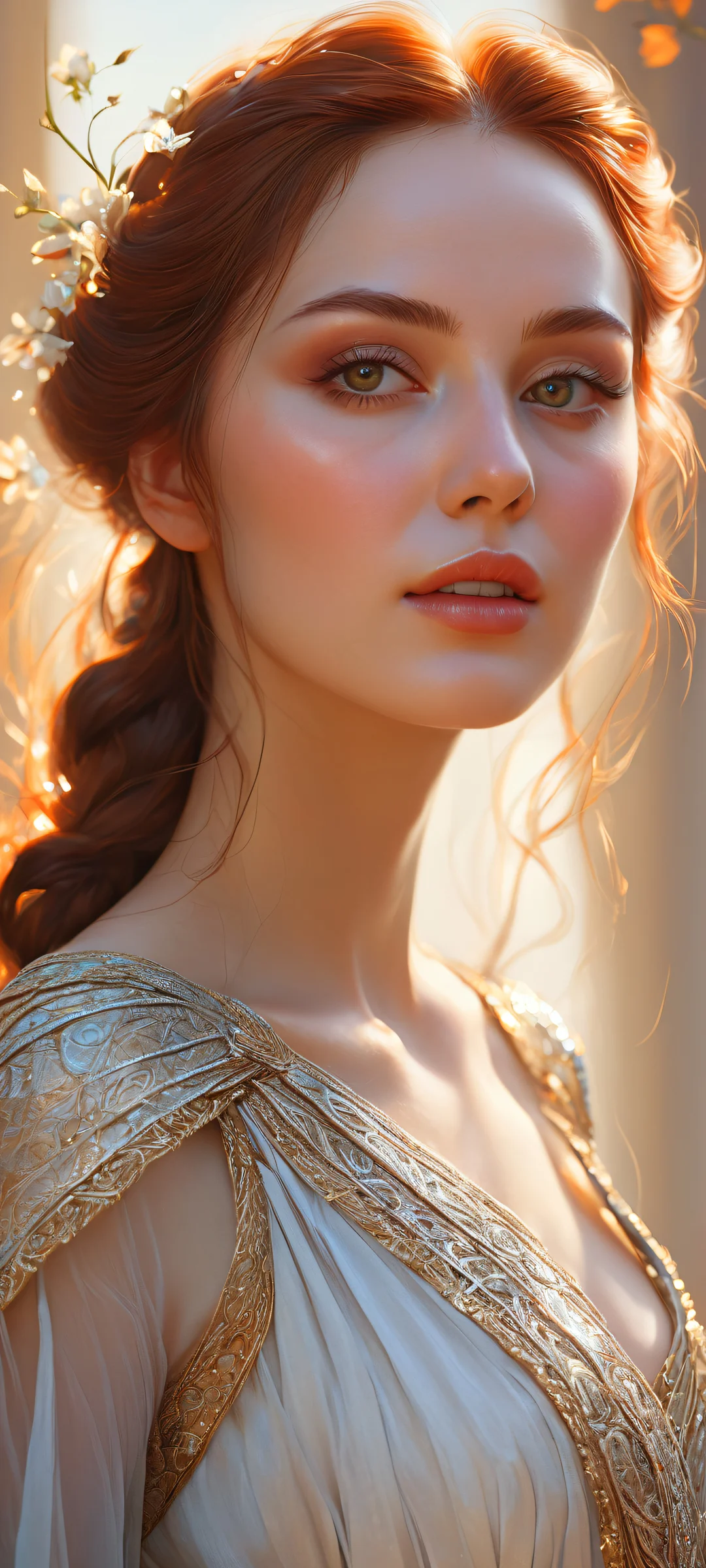 A serene maiden iPhone/Android wallpaper with stunning details and ethereal lighting