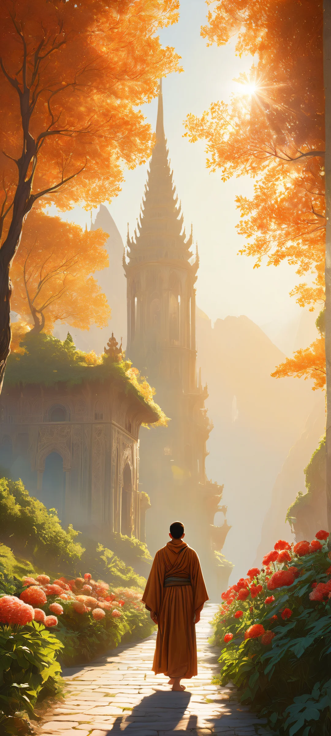 A majestic figure on a serene landscape, iPhone と Android のホーム画面に完全に最適化. iPhone/Android.