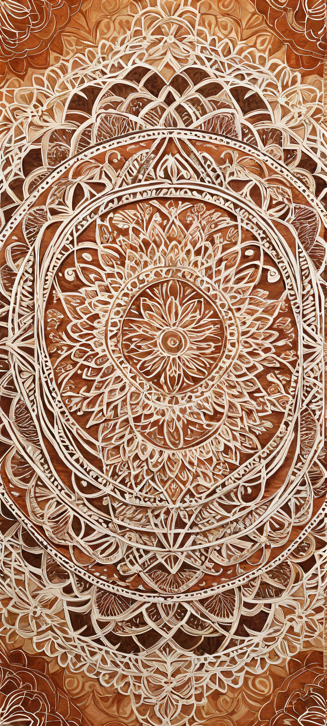 A stunning iPhone/Android wallpaper featuring an intricate mandala pattern in a serene, dreamlike setting.
