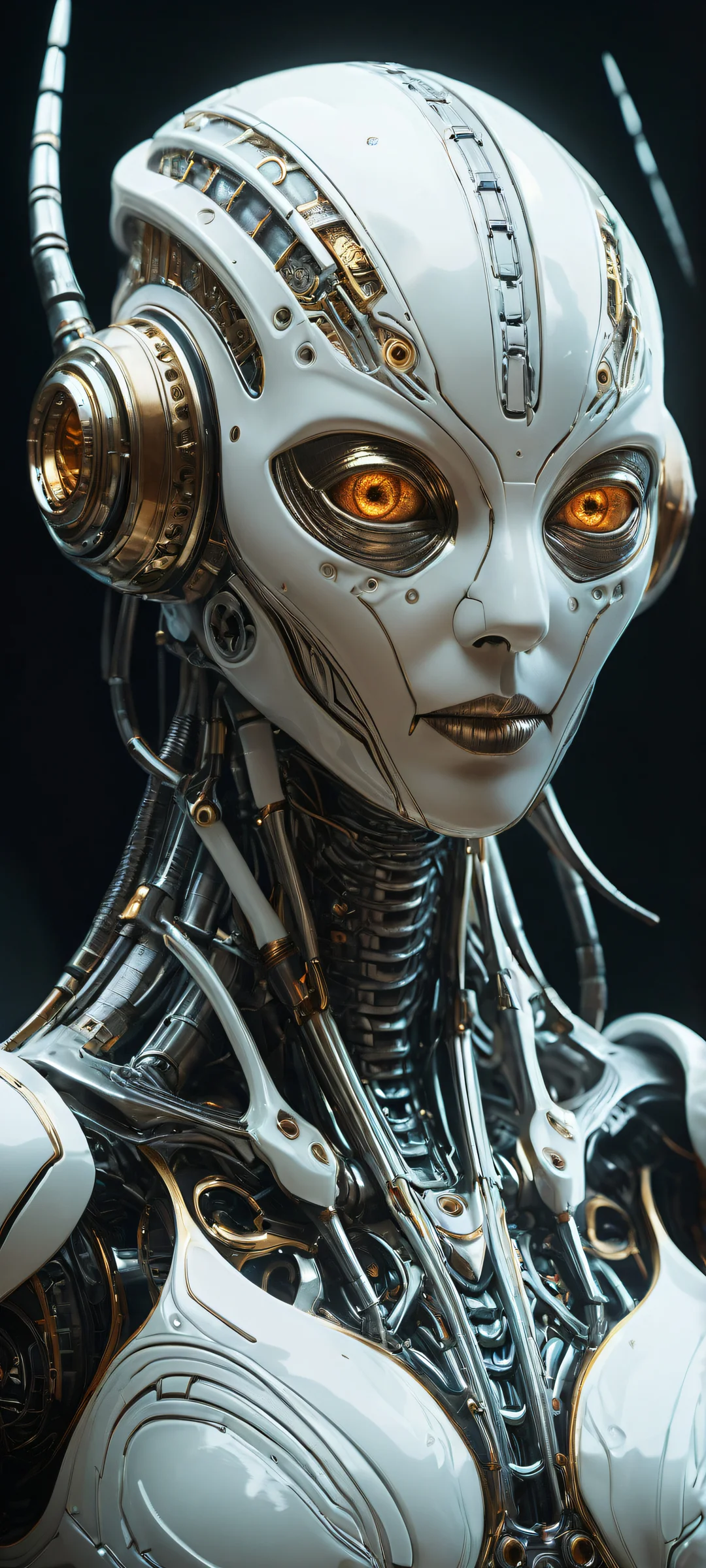 A mechanical creature on a pure void background, parfaitement optimisé pour les écrans d'accueil iPhone et Android.