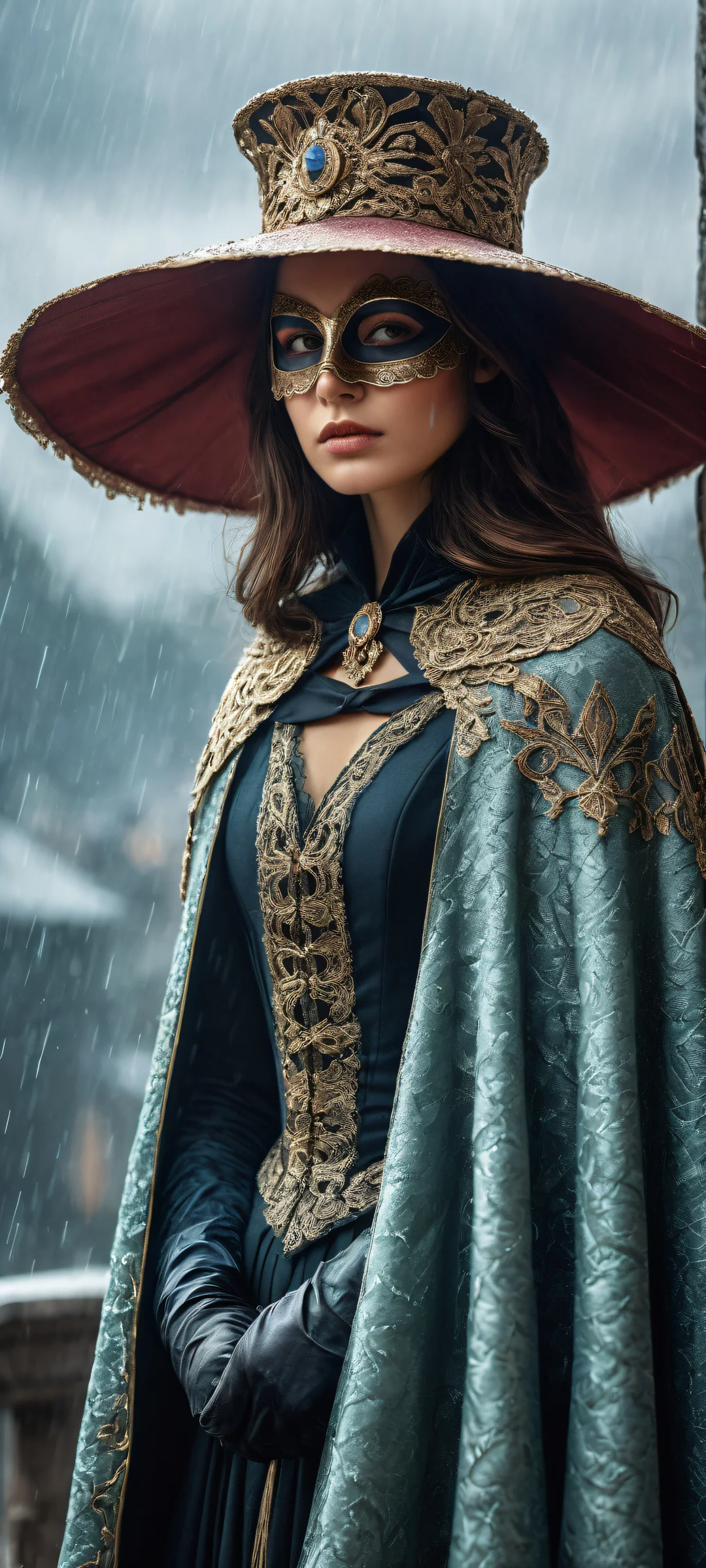 A sad masked hero on a rainy day. Perfectly optimized for iPhone and Android home screens.