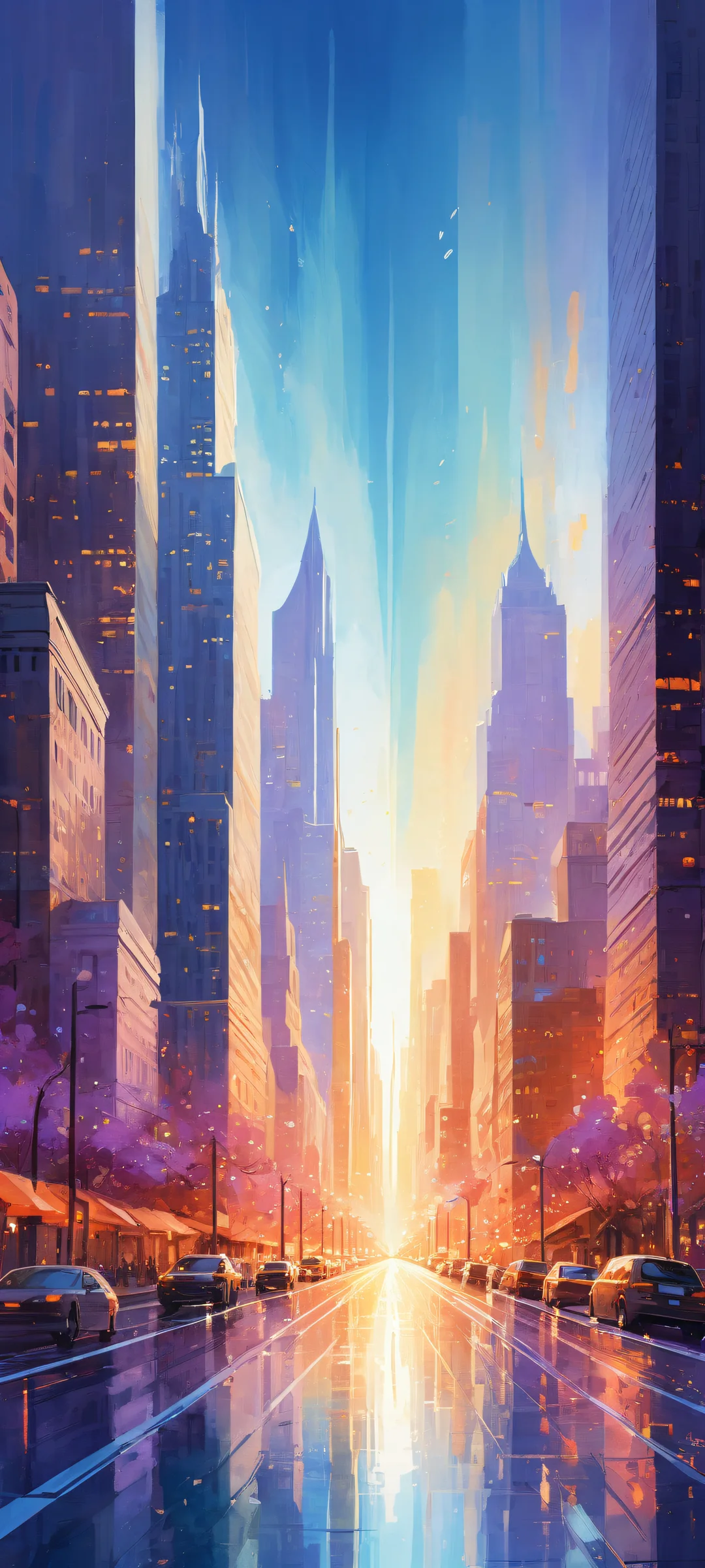 Surreal cityscape on iPhone/Android with eerie lighting and detailed reflections.