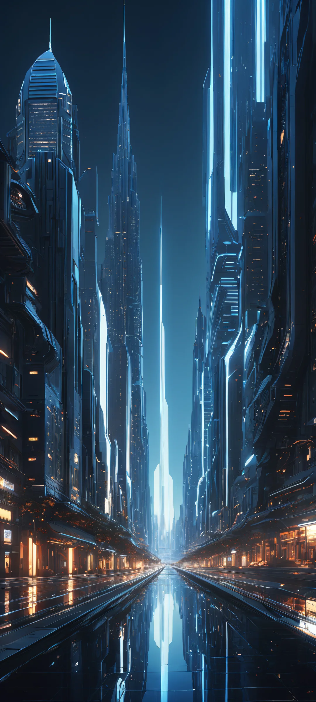 A futuristic cityscape on iPhone/Android, award-winning digital art with perfect composition and stunning visual impact.