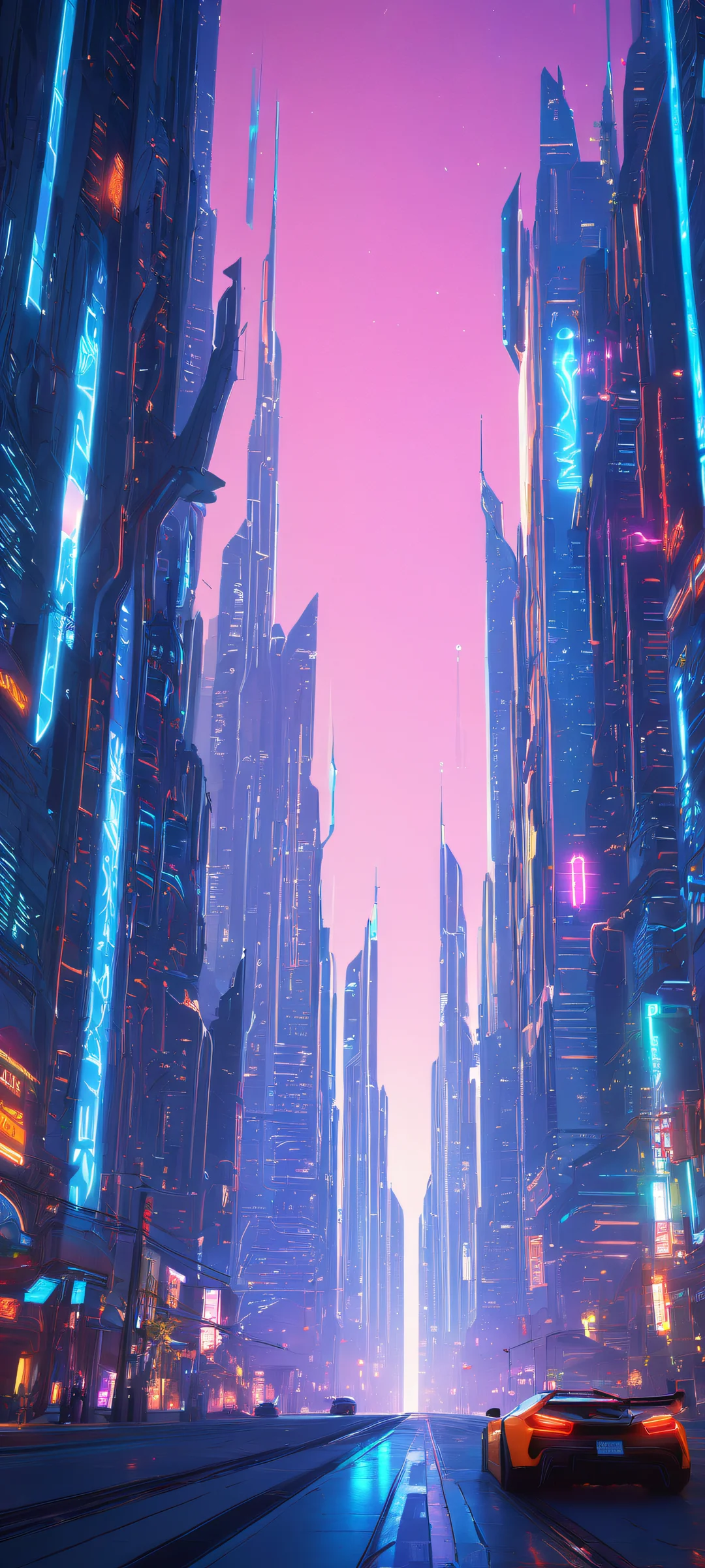 Futuristic cityscape on iPhone/Android, award-winning digital art with intricate micro-details and ethereal lighting.