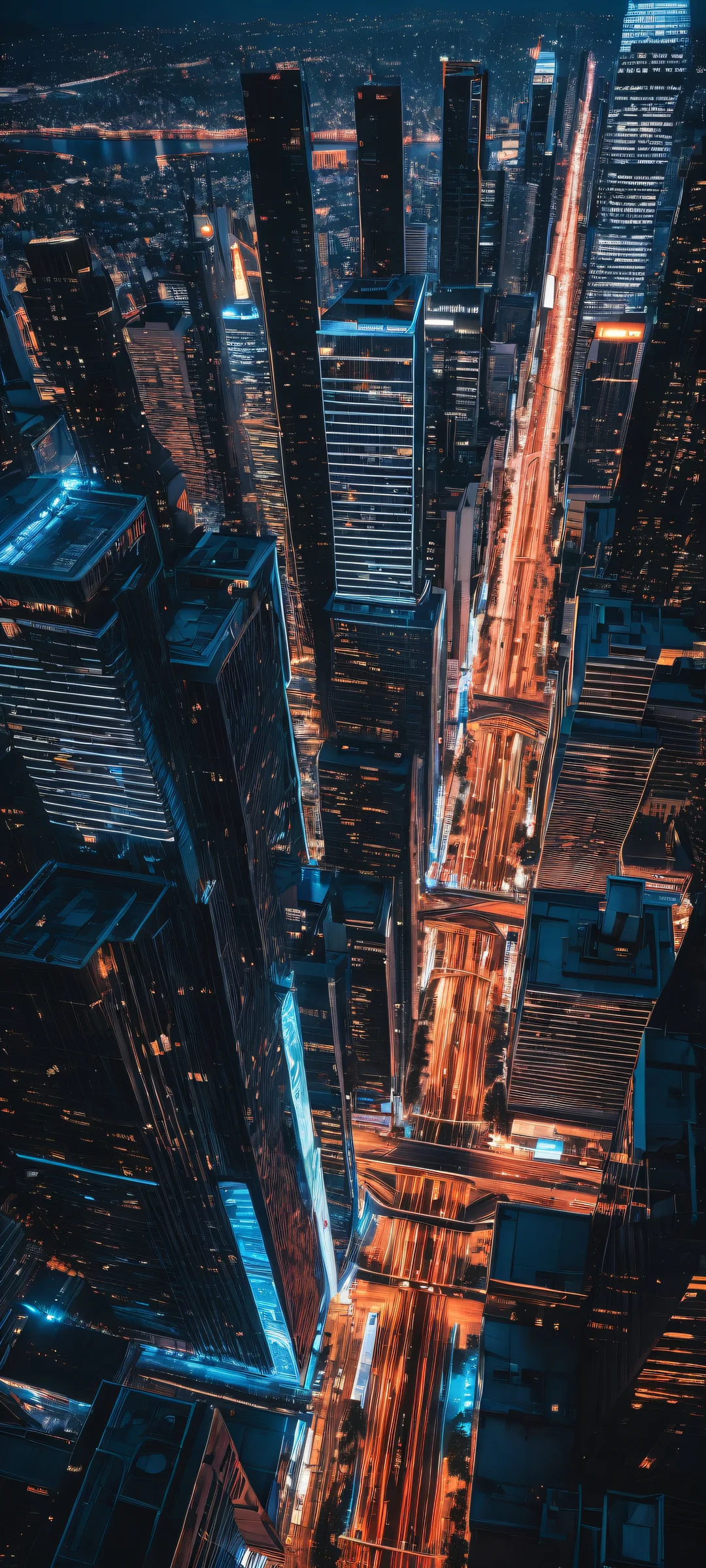 Ethereal Metropolis iPhone & Android Wallpaper A futuristic cityscape on iPhone/Android, with neon lights and sleek architecture.