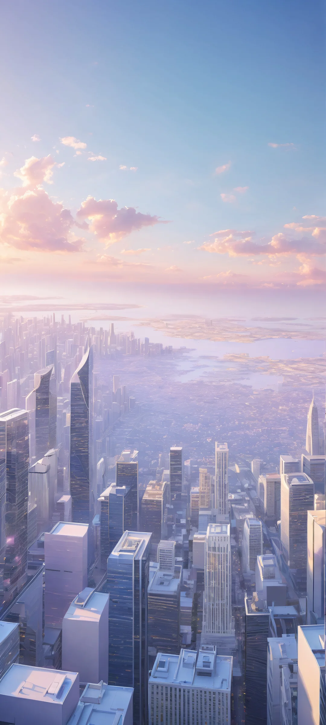 Floating cityscape on a pure void background for iPhone and Android devices