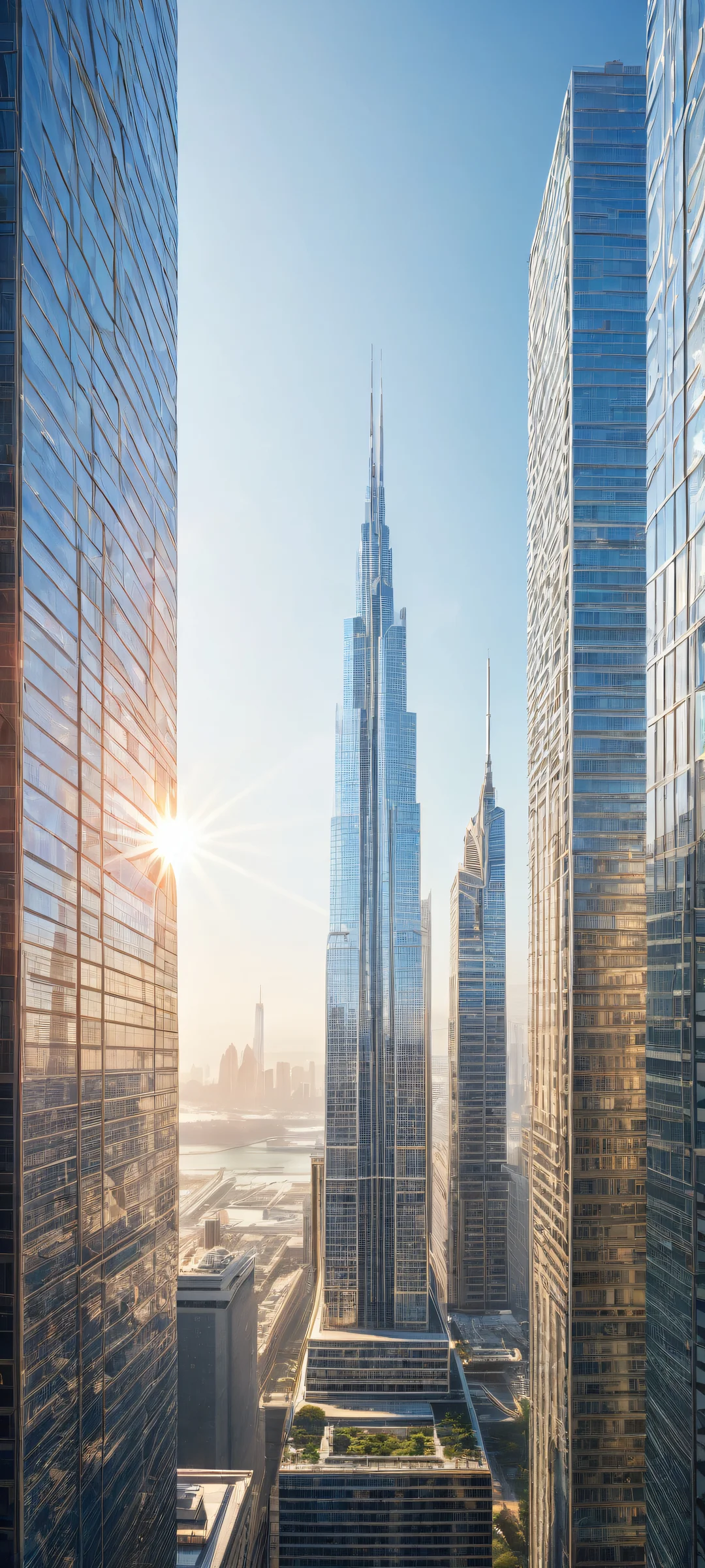 Breathtaking vertical portrait artwork of Skyscrapers on iPhone/Android. Perfect for home screens.