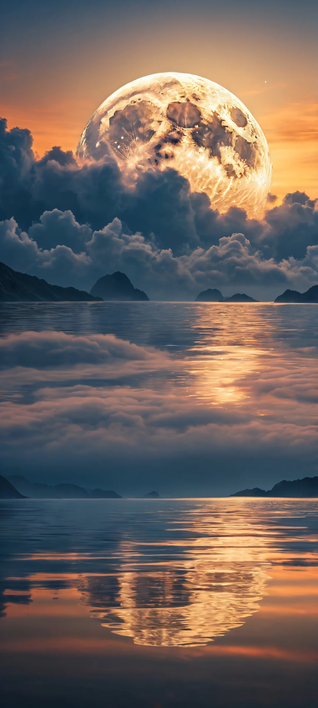 Breathtaking vertical portrait of the moon's ethereal silhouette with intricate micro-details on iPhone/Android home screens.