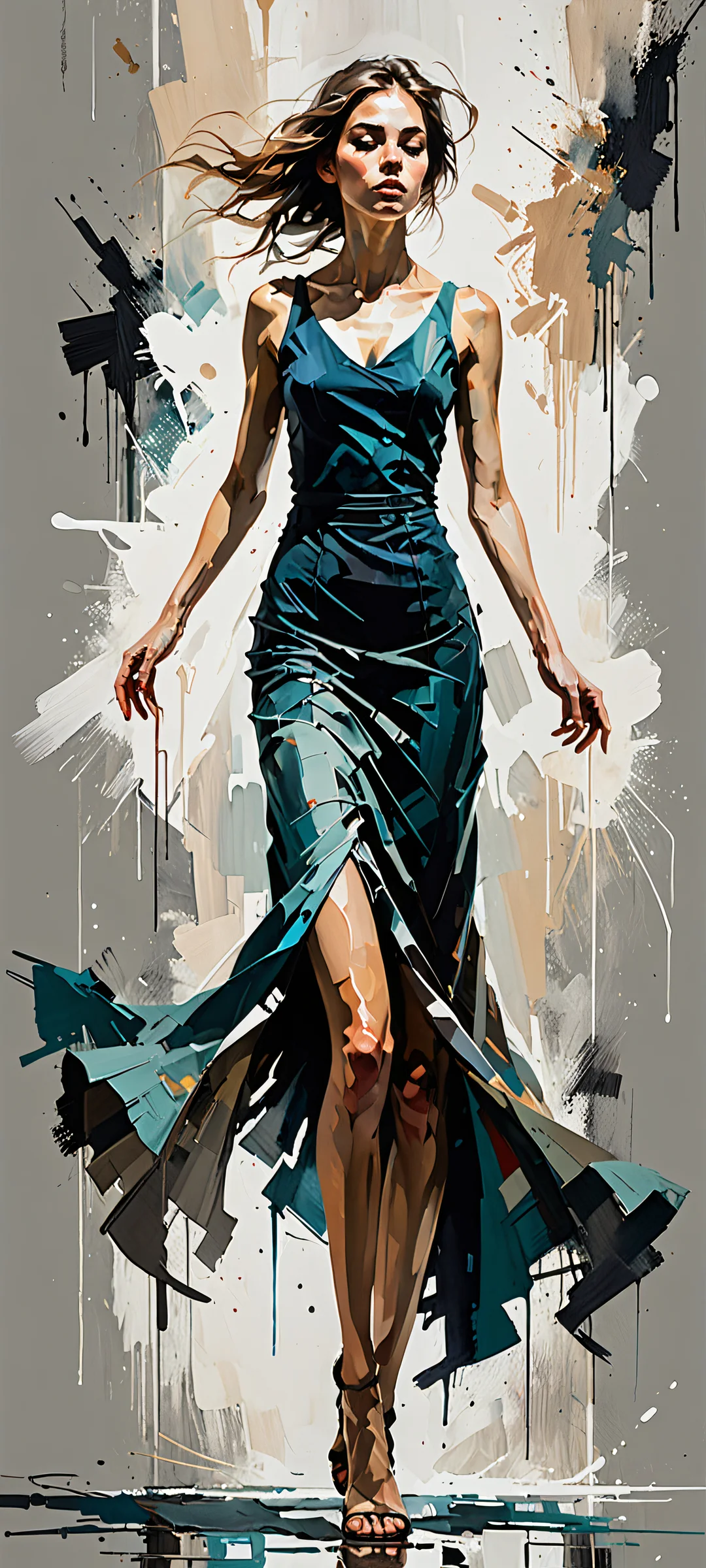 A stunning digital artwork featuring a young woman in motion, perfectly optimized for iPhone and Android home screens.