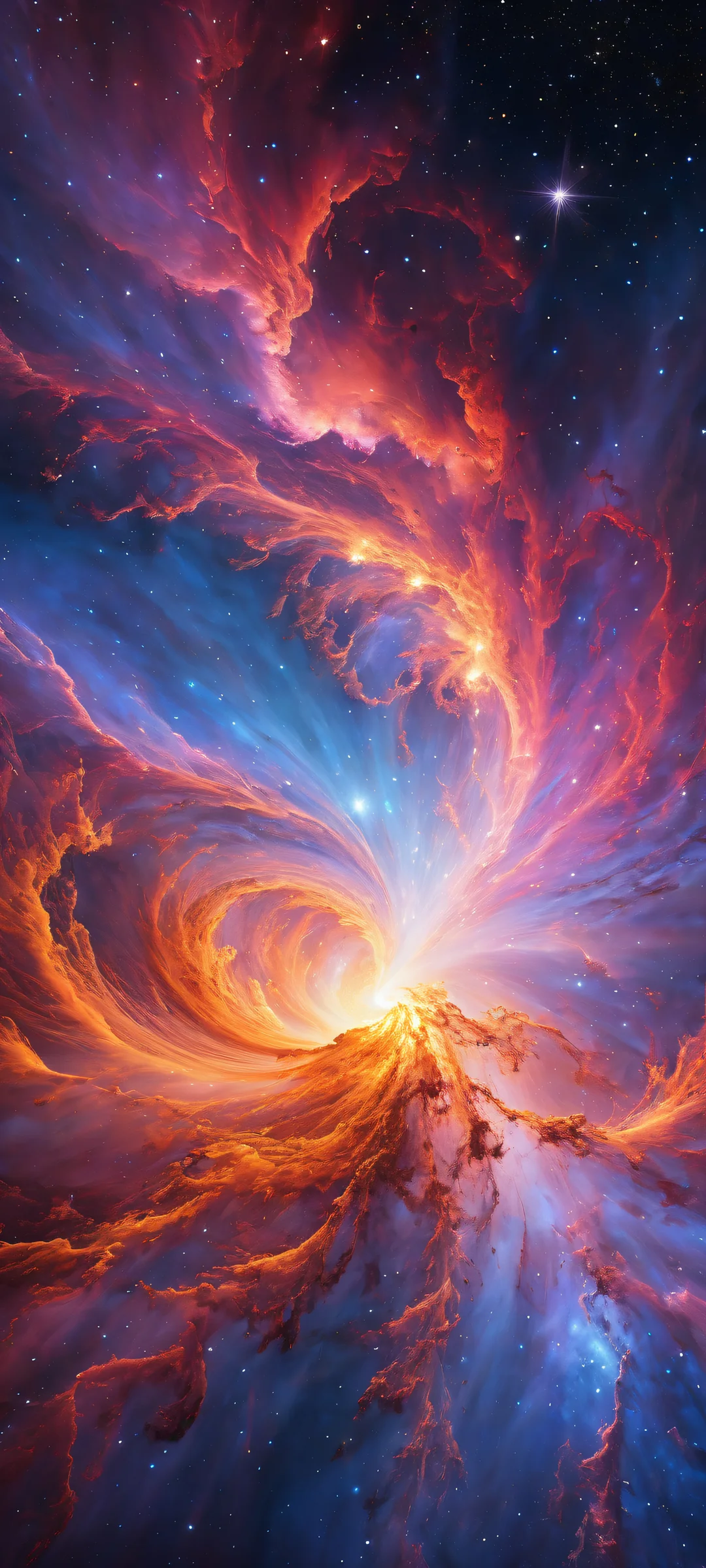 Majestic nebula on iPhone/Android with intricate micro-details and ethereal lighting.