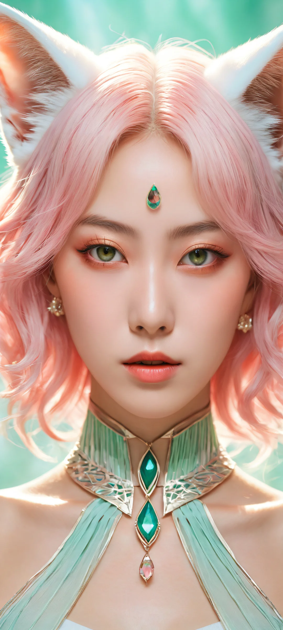 Breathtaking portrait of Nekomata Okayu on iPhone/Android, featuring stunning ethereal lighting and brilliant colors.