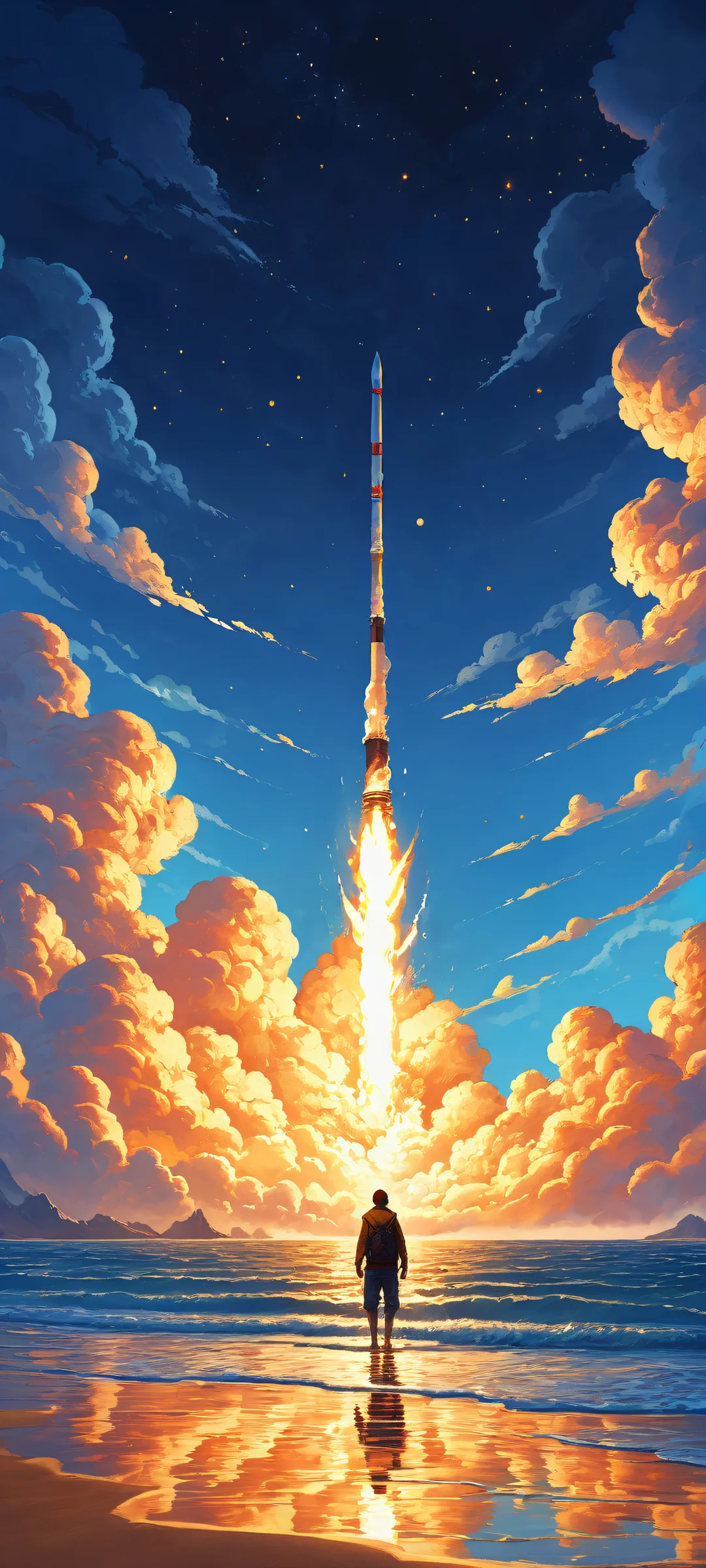 iPhone and Android users alike will be mesmerized by this stunning digital artwork featuring a classic video game scene with intricate micro-details and ethereal night lighting.