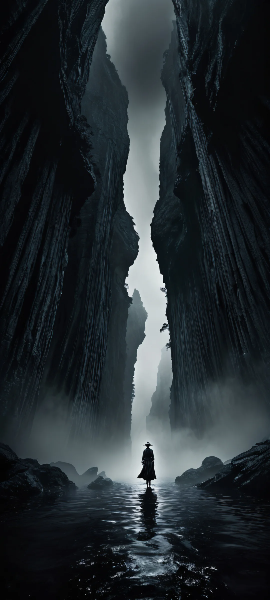 A moody and cinematic mobile wallpaper featuring Nobara set against a dark background with minimalist digital art. iPhone/Androidのホーム画面に最適.