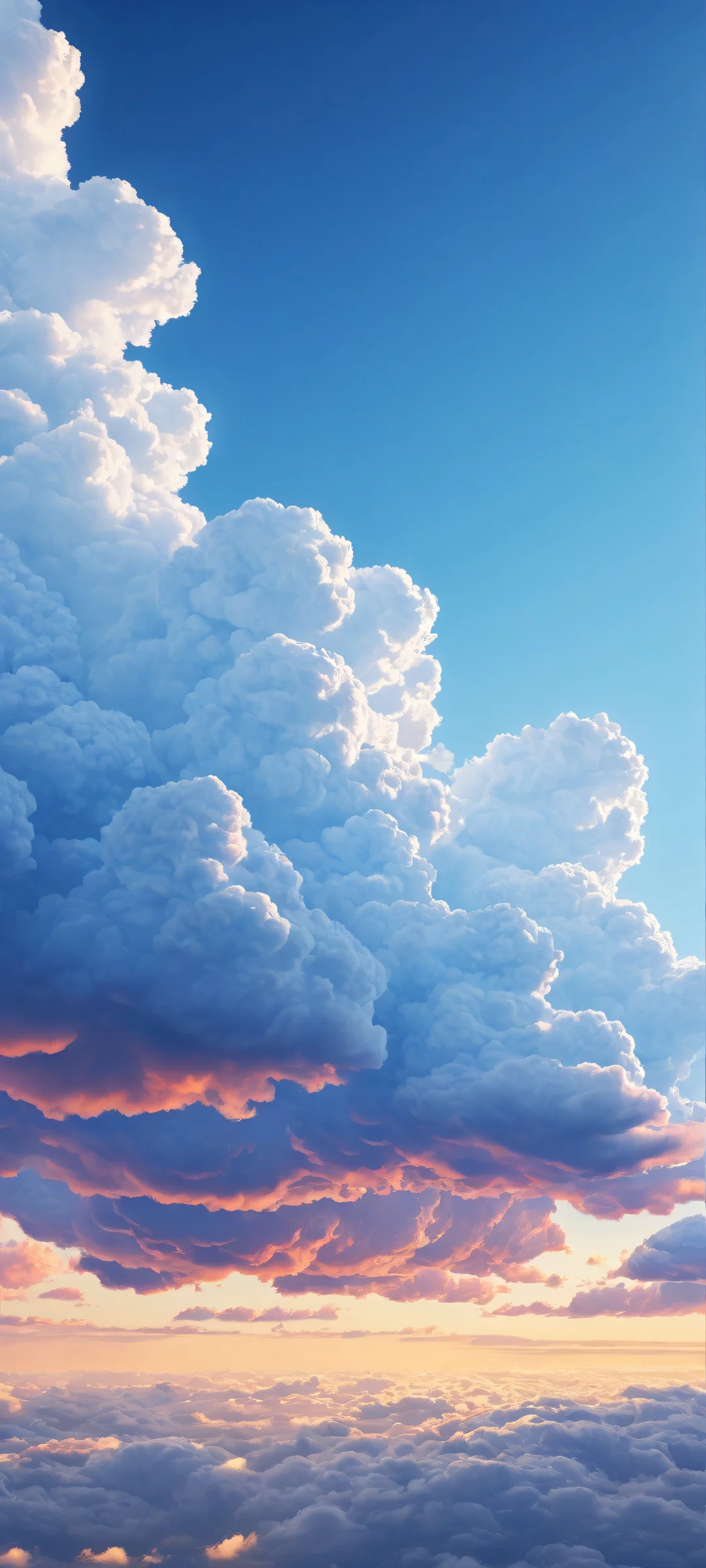 Floating clouds in a serene iPhone/Android landscape with radiant blue hues and brilliant details.