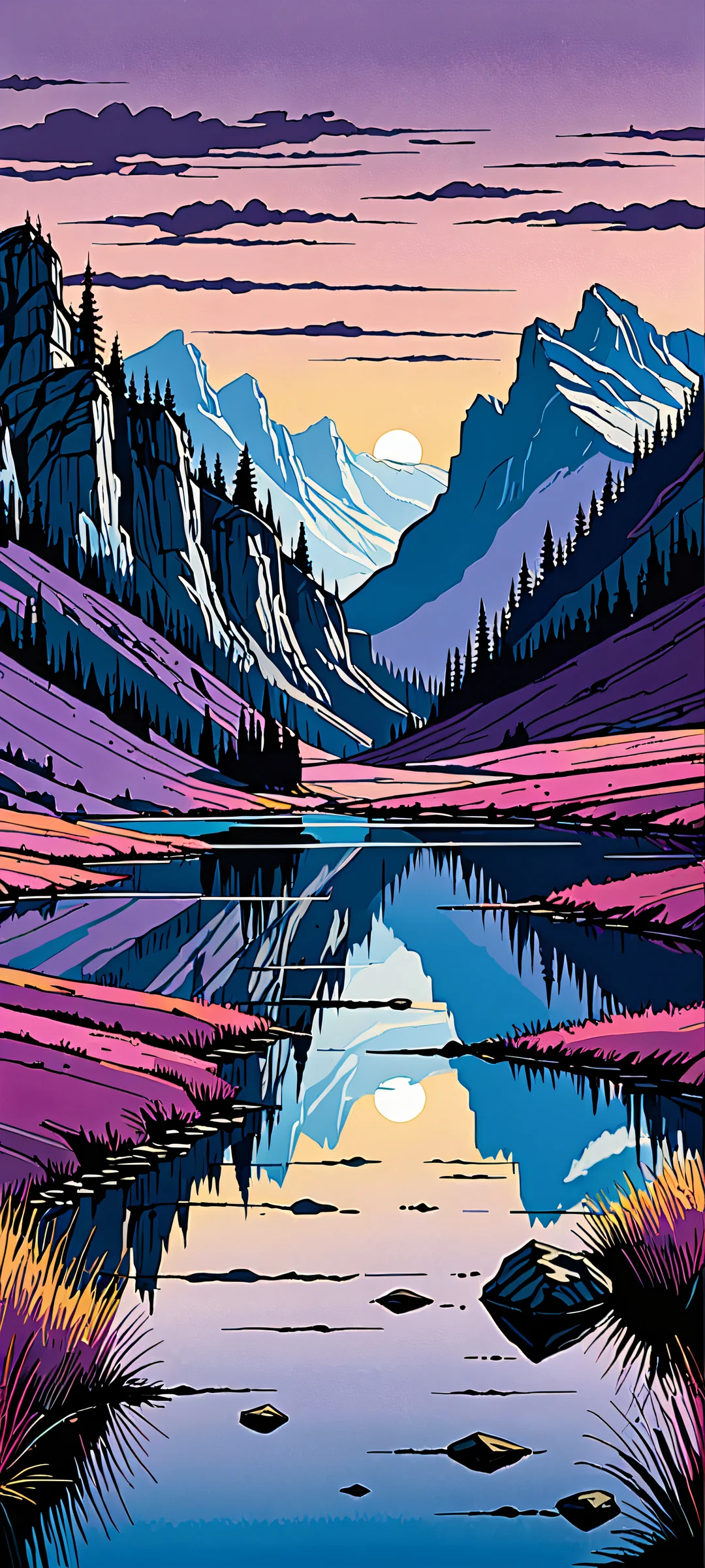 A hauntingly beautiful landscape on an iPhone or Android device. Perfectly optimized for mobile home screens.