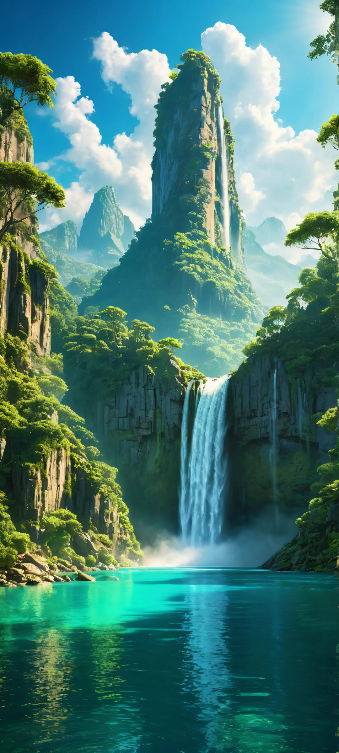 Stunning waterfall portrait on iPhone/Android for a serene and breathtaking mobile wallpaper experience.