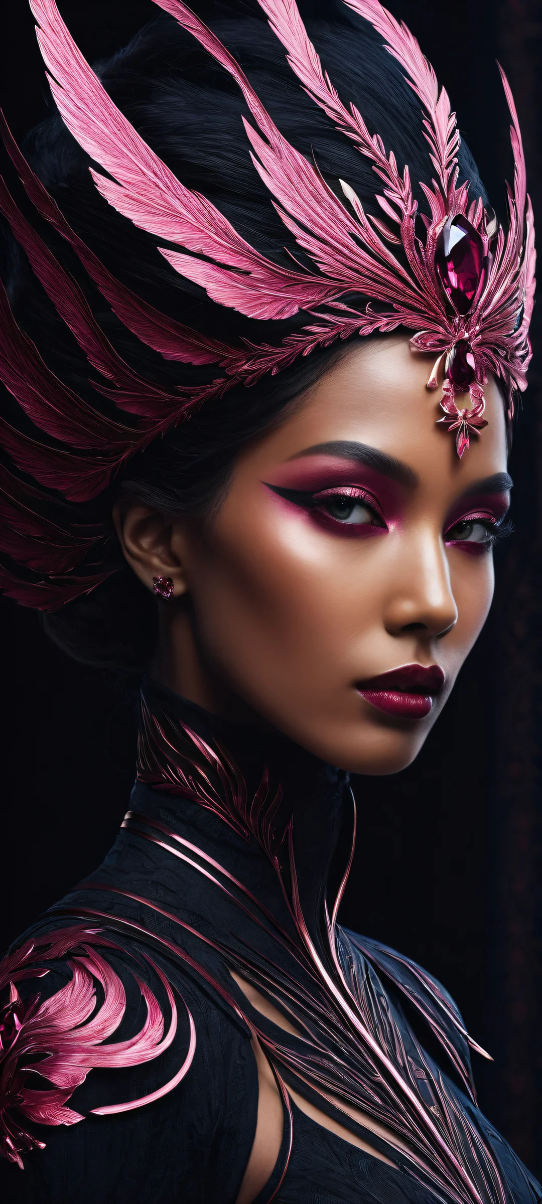 Ethereal Oasis QHD Smartphone Background iPhone/Android portrait artwork with a breathtaking vertical composition of intricate micro-details and pure void, showcasing elegant luminescent accents and deep rich colors.