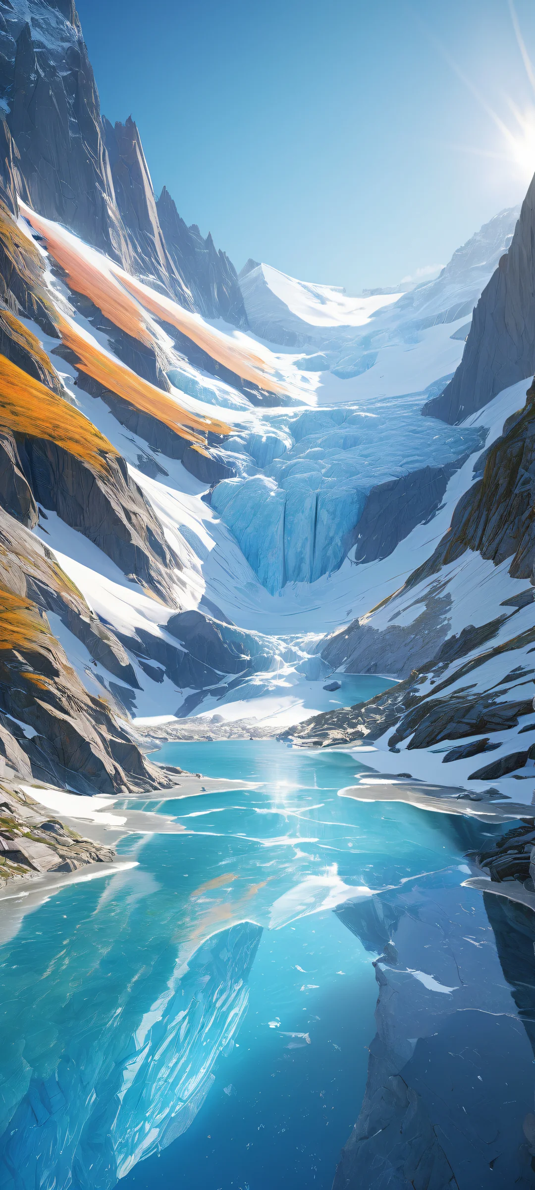 A breathtaking portrait of glaciers amidst a vast prairie landscape. Perfectamente optimizado para iPhone, samsung galaxia, y pantallas de inicio de Android.