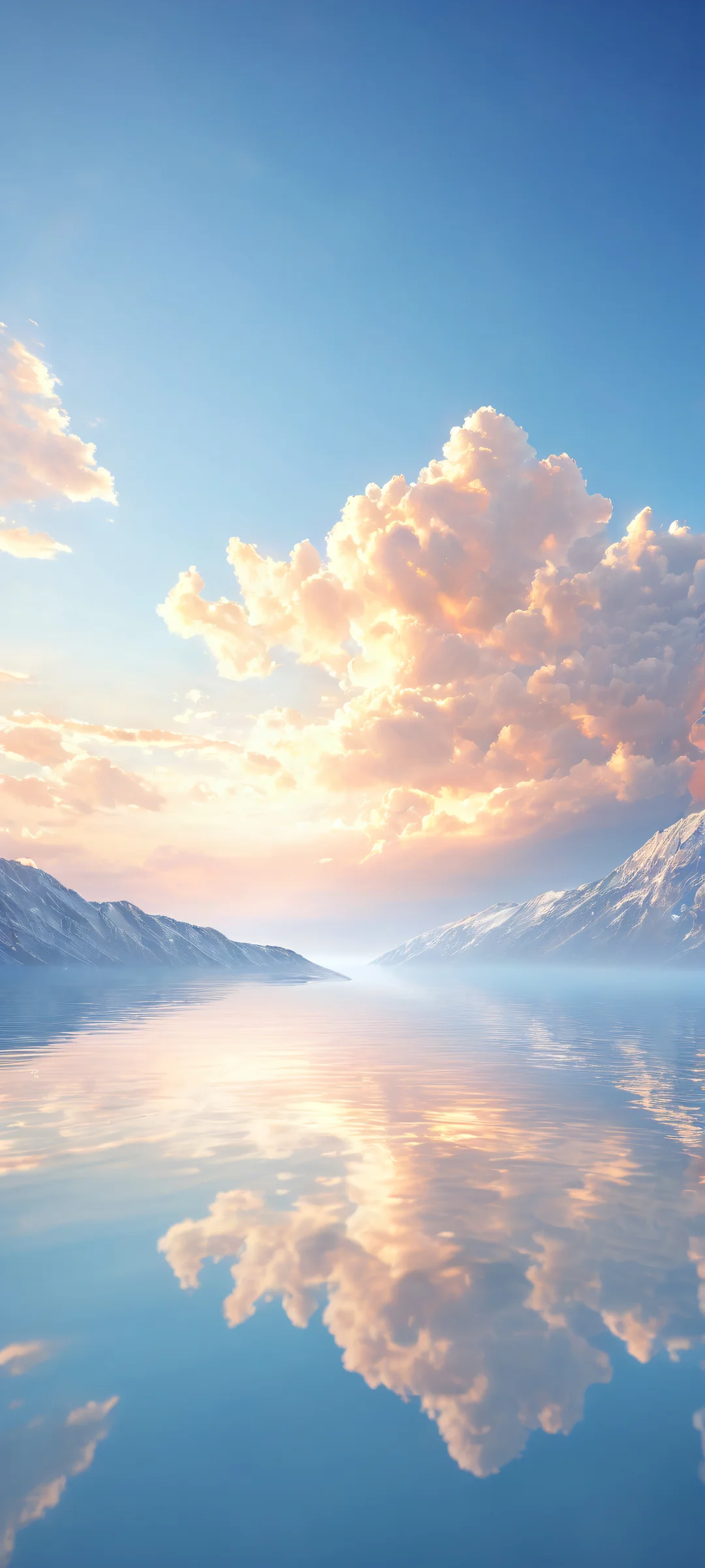 Delicate cloud artwork for iPhone and Android with radiant sunlight and soft pastel hues. Perfect for a serene mobile home screen.