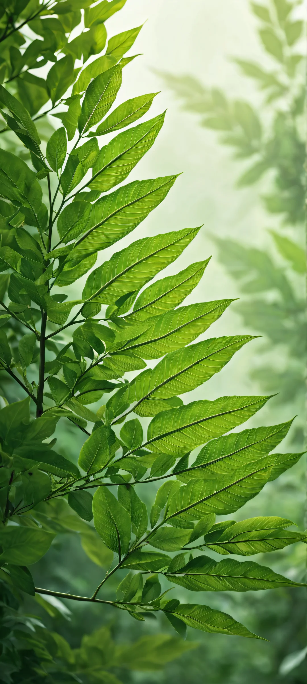 Delicate leaves on a vast void background for iPhone/Android home screens