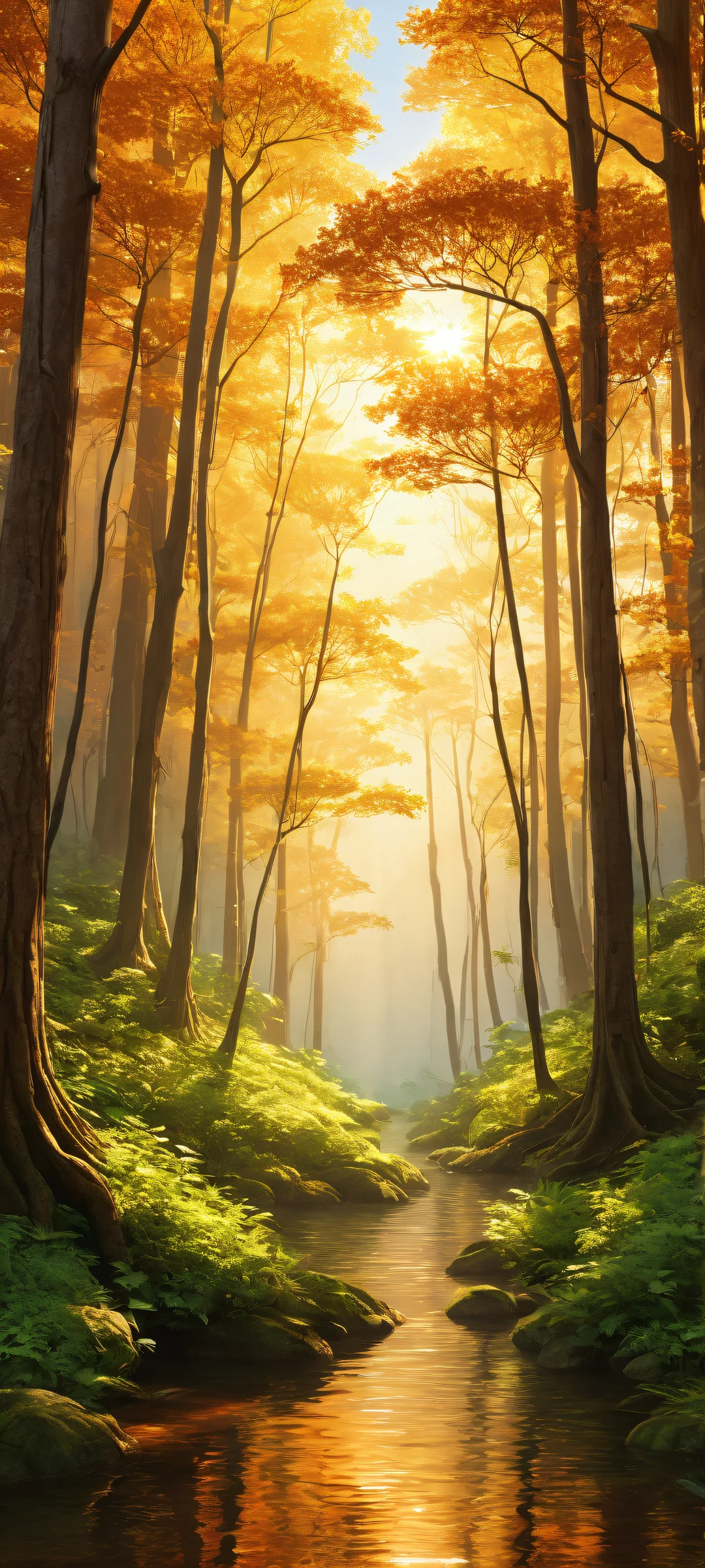 iPhone and Android compatible mobile wallpaper featuring a serene landscape with trees and plants, showcasing stunning visuals and award-winning digital art.