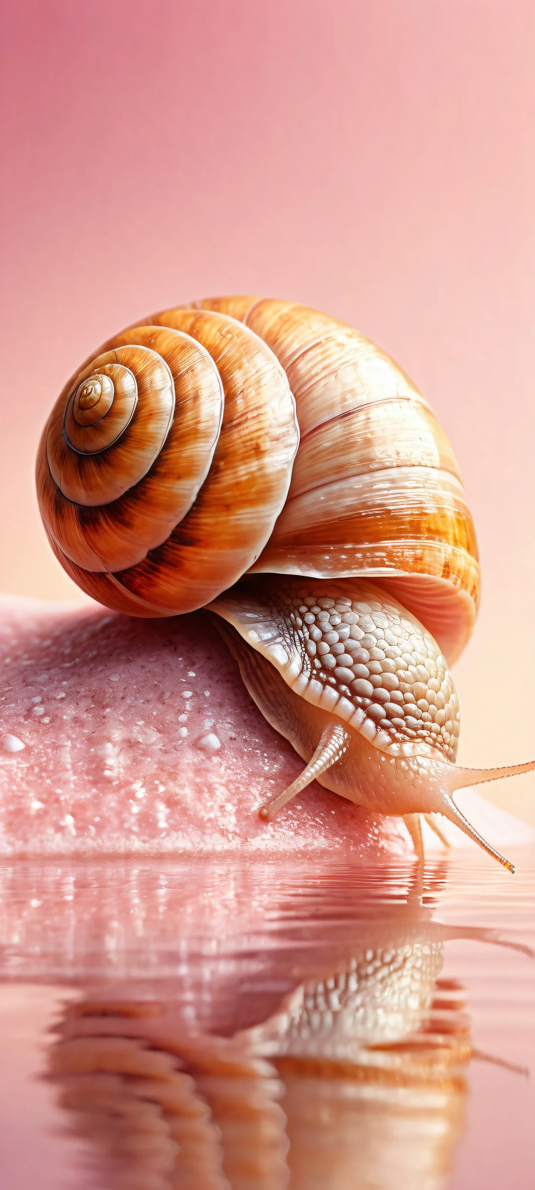 A stunning snail portrait on a pristine white background, perfect for iPhone/Android home screens.