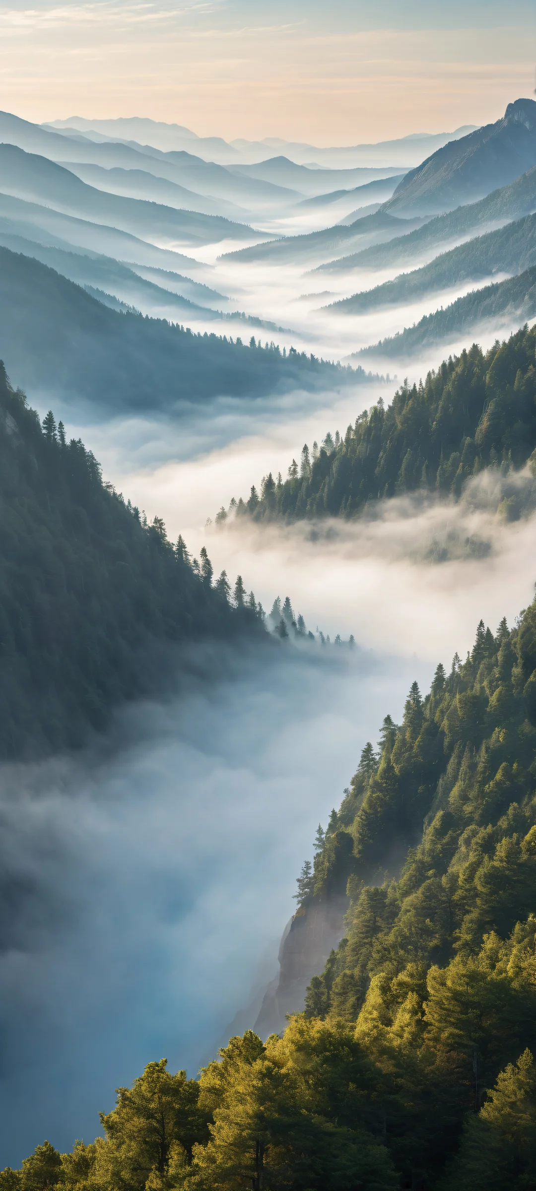 Unreal shapes emerge from the misty morning landscape on your iPhone or Android device. ホーム画面に完全に最適化.