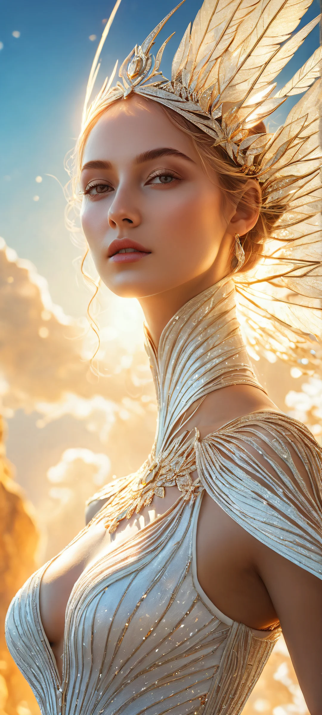 A stunning vertical portrait artwork featuring a serene atmosphere, perfectly clean and empty top half with vast pure void, award-winning digital art for iPhone/Android devices.