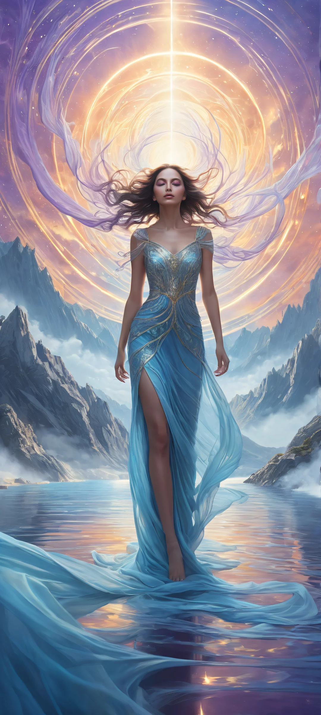 Ethereal Oasis QHD Phone Background Discover the captivating iPhone/Android wallpaper'Ethereal Oasis', featuring a stunning vertical portrait artwork with intricate micro-details, glowing orbs, and wispy tendrils, perfectly optimized for your mobile home screen.