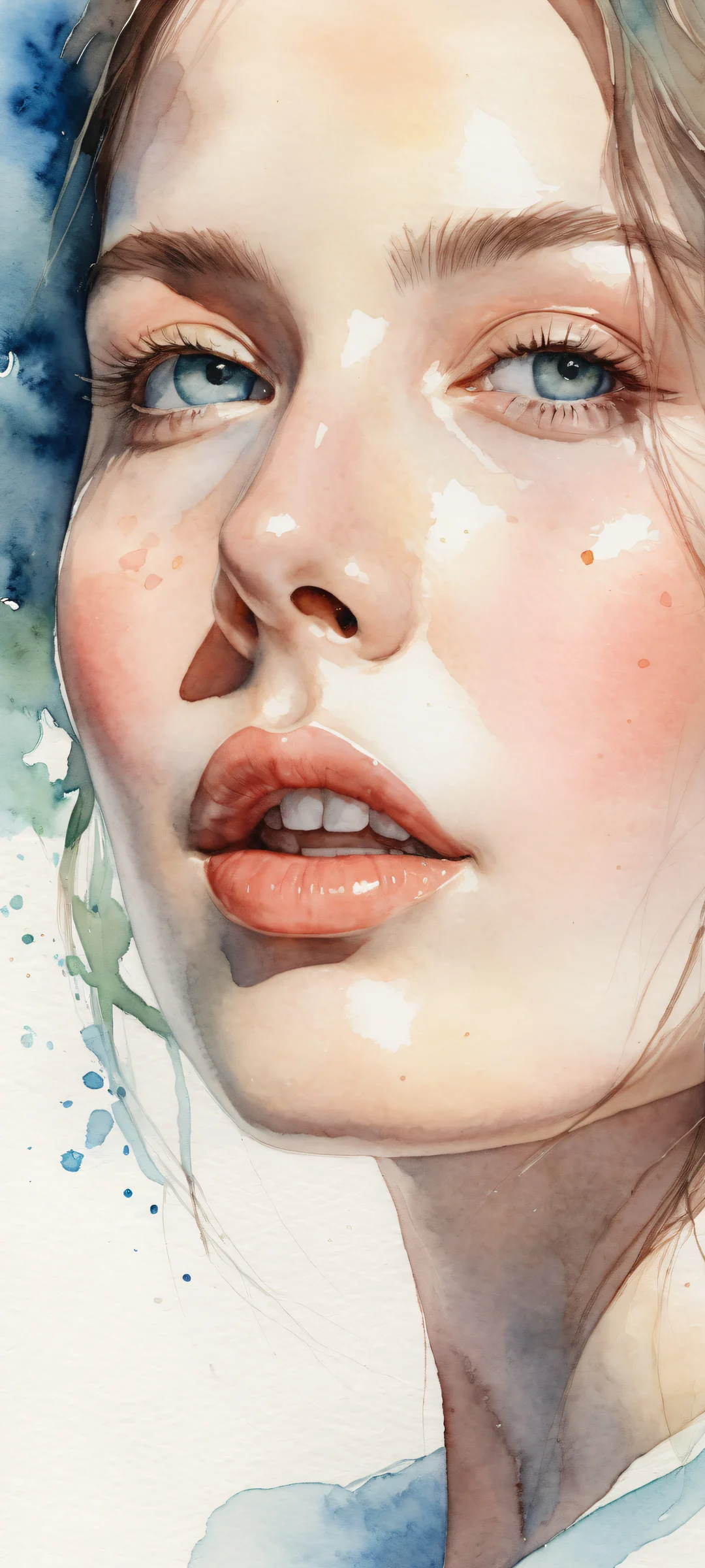 iPhone and Android users will love this stunning watercolor artwork featuring a serene, dreamy landscape with intricate details and soft, radiant lighting.