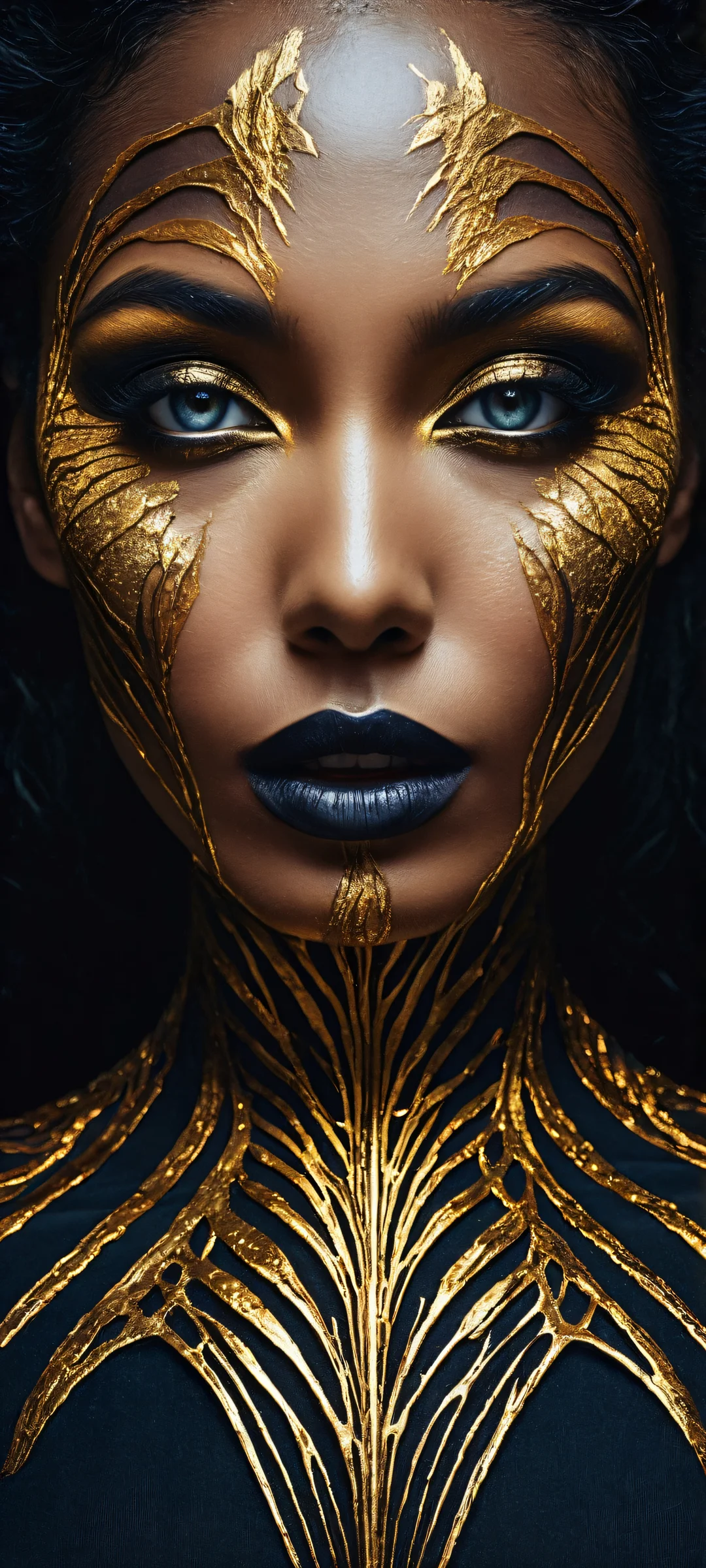 Woman with molten gold veins on iPhone/Android