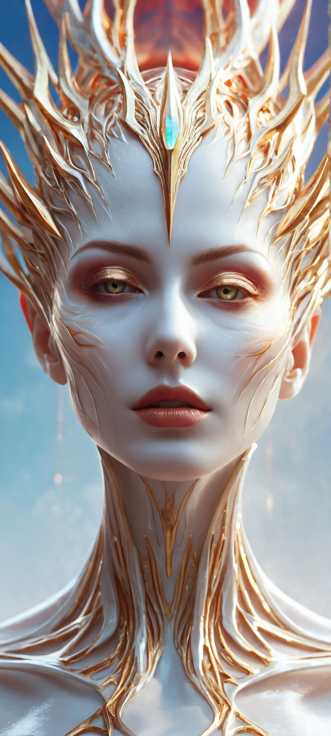 CGI creature with incredible micro-details on a pure void background, perfeitamente otimizado para telas iniciais de iPhone e Android.