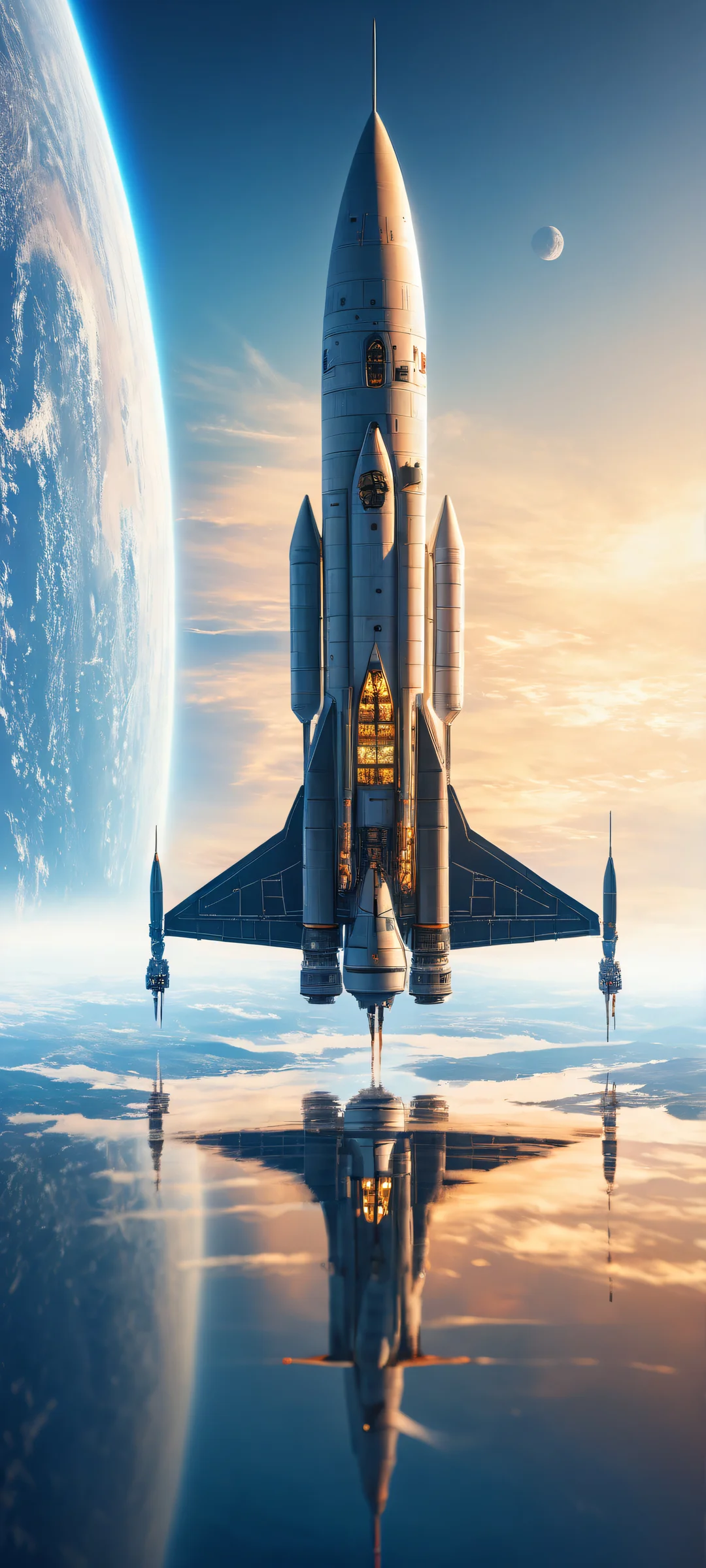 Ethereal Odyssey 2K Phone Wallpaper Delicate spacecraft amidst a vast void, iPhone/Android compatible