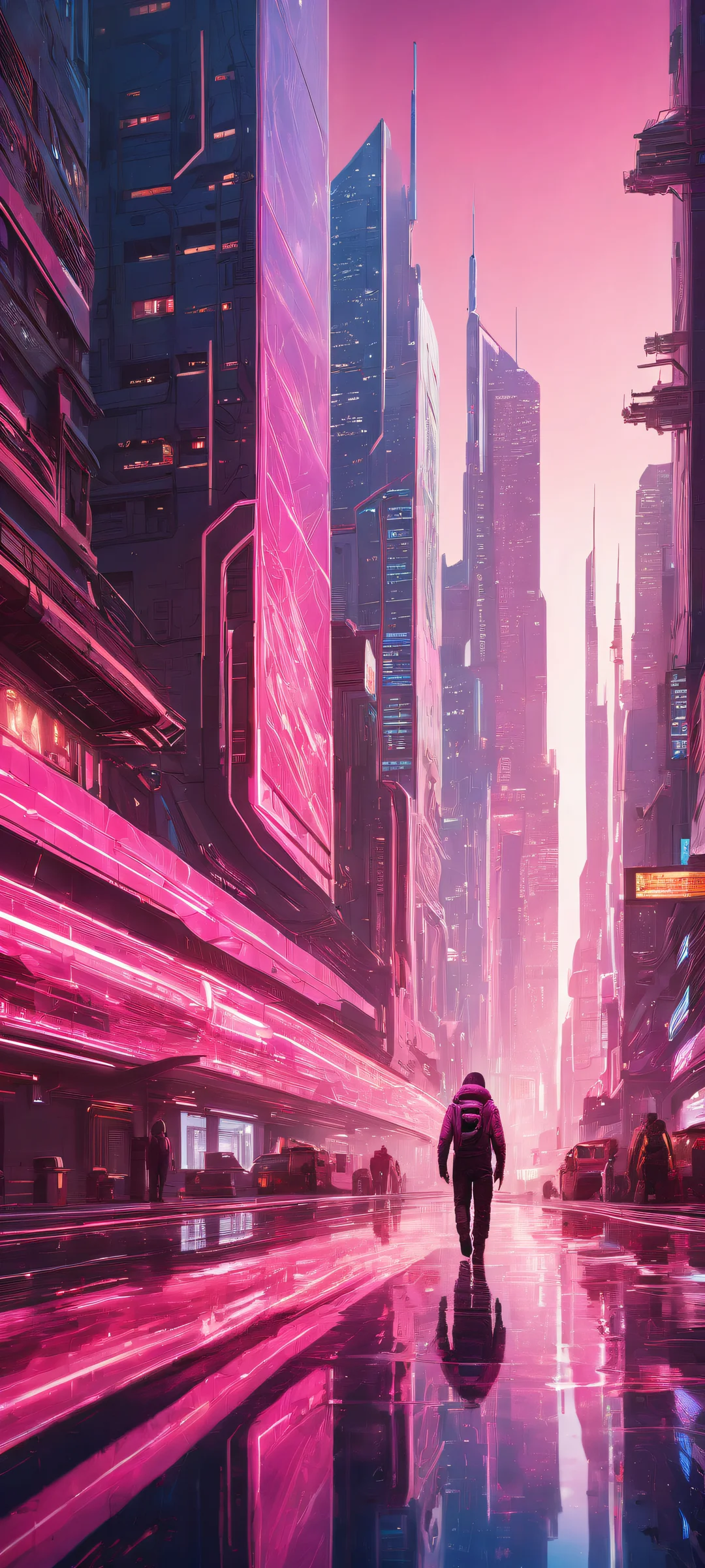 Video game characters in a cyberpunk landscape on an iPhone or Android device's home screen.
