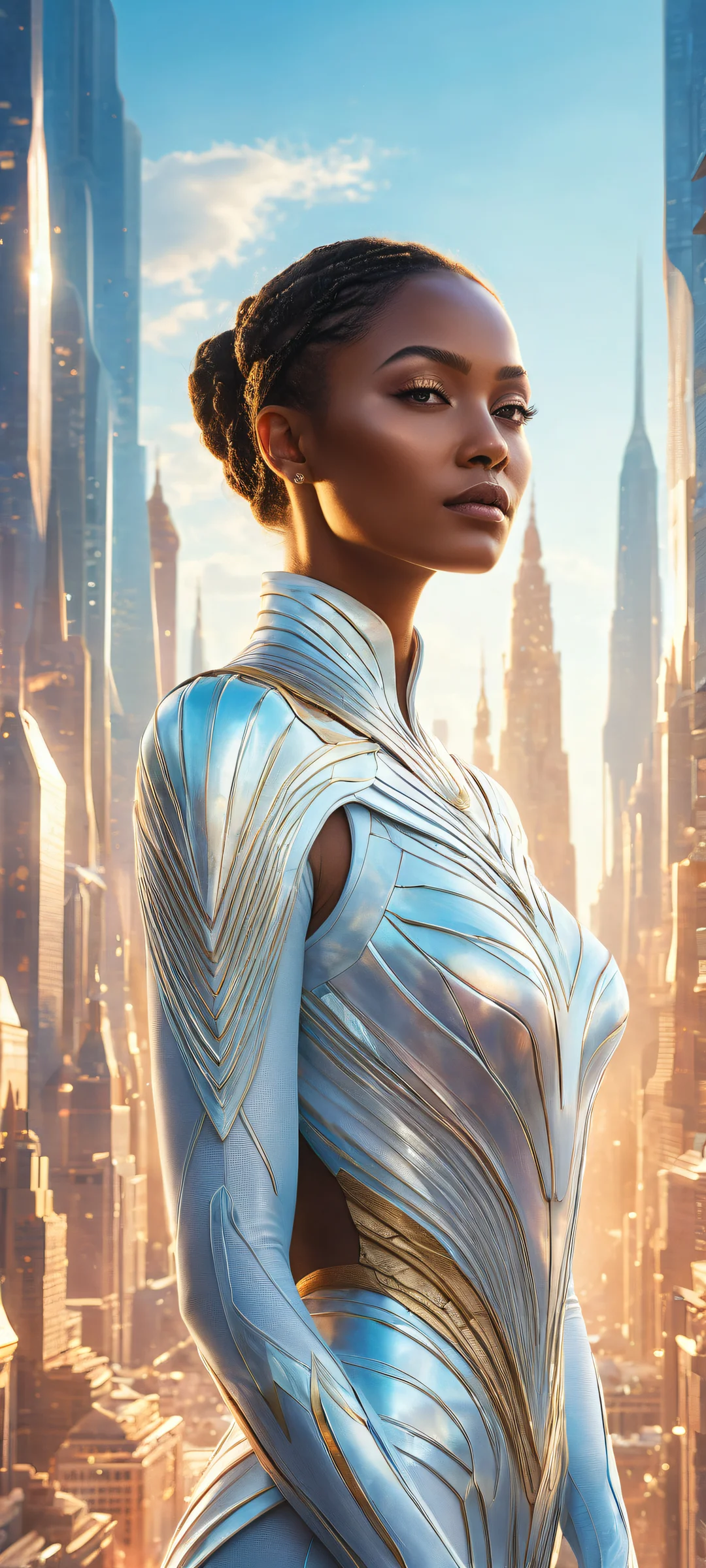 iPhone/Android users rejoice! Experience the mystical creature's enchanting journey across a futuristic cityscape on your mobile device, perfectly optimized for stunning visual impact.