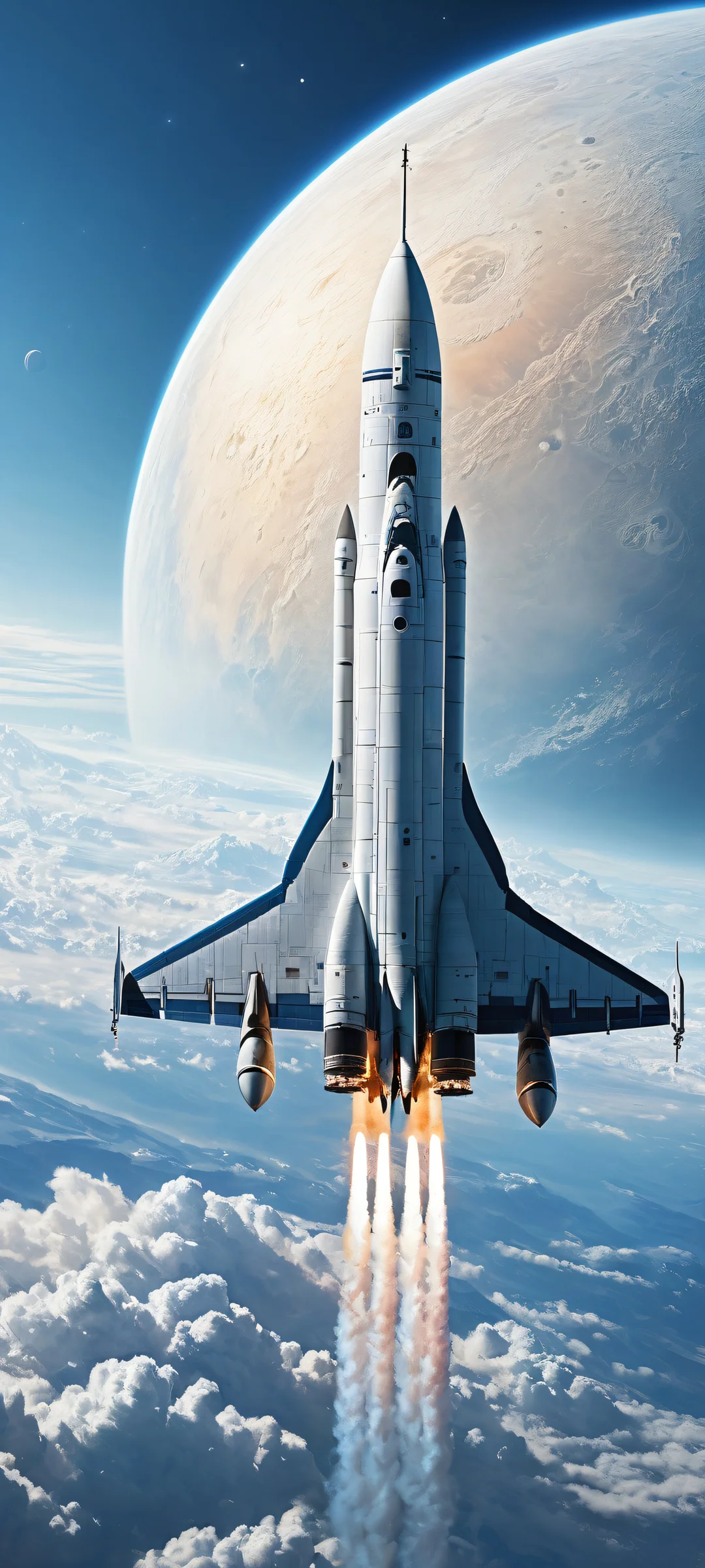 A stunning spaceship artwork for iPhone and Android devices, with intricate details against a vast void. Perfectly optimized for home screens.