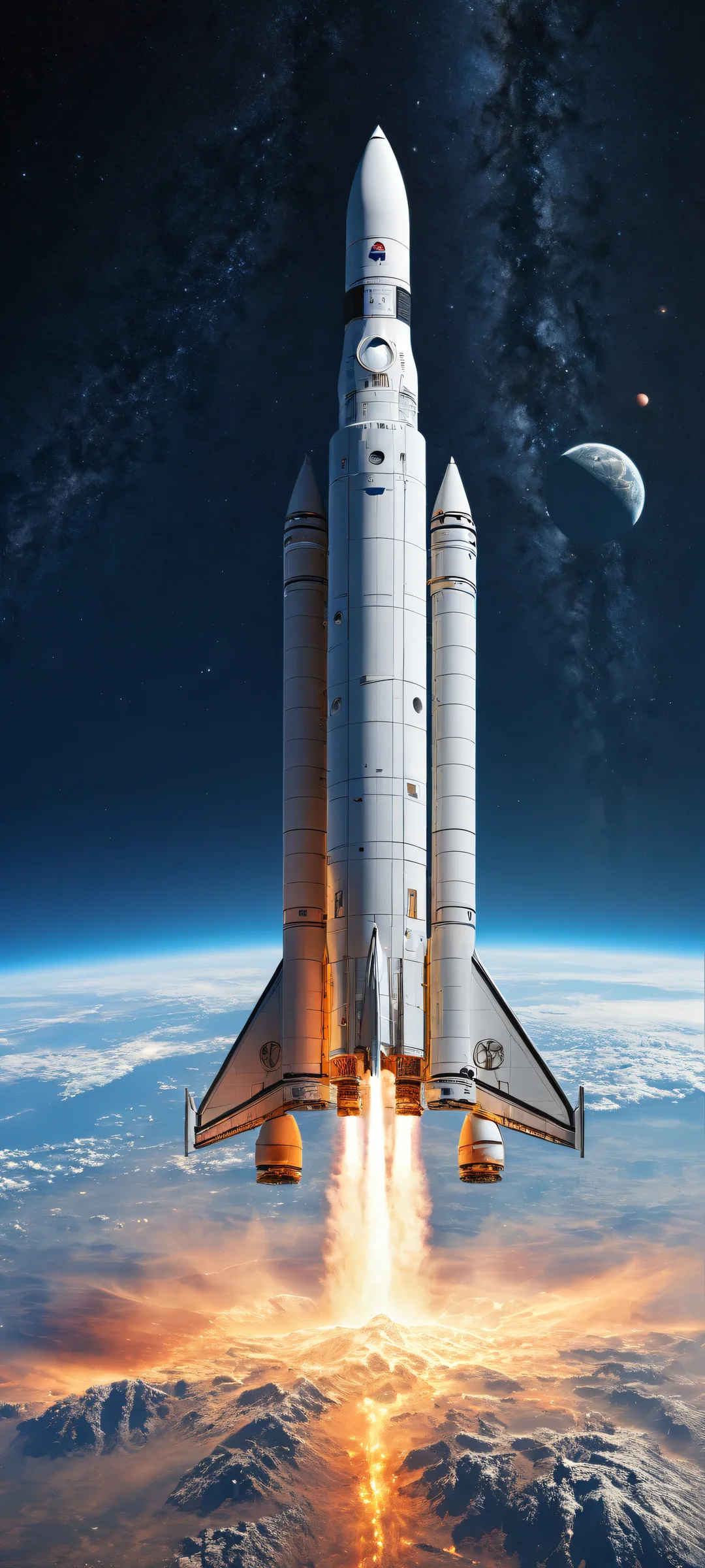 The majestic Artermis II spacecraft on the moon against a deep space backdrop. Perfect for iPhone/Android home screens.