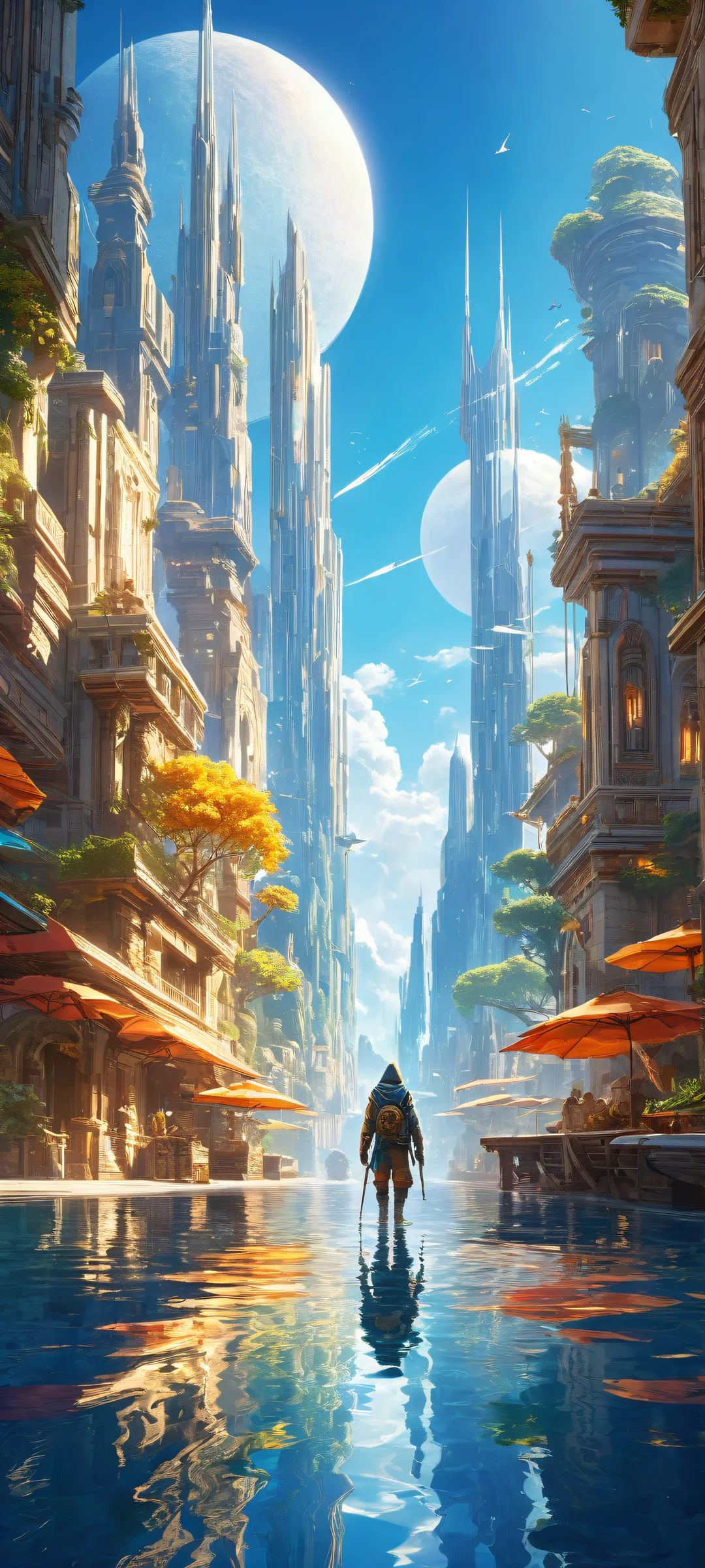 Stunning video game characters artwork on iPhone and Android, radiant with ethereal sunlight and vibrant colors.